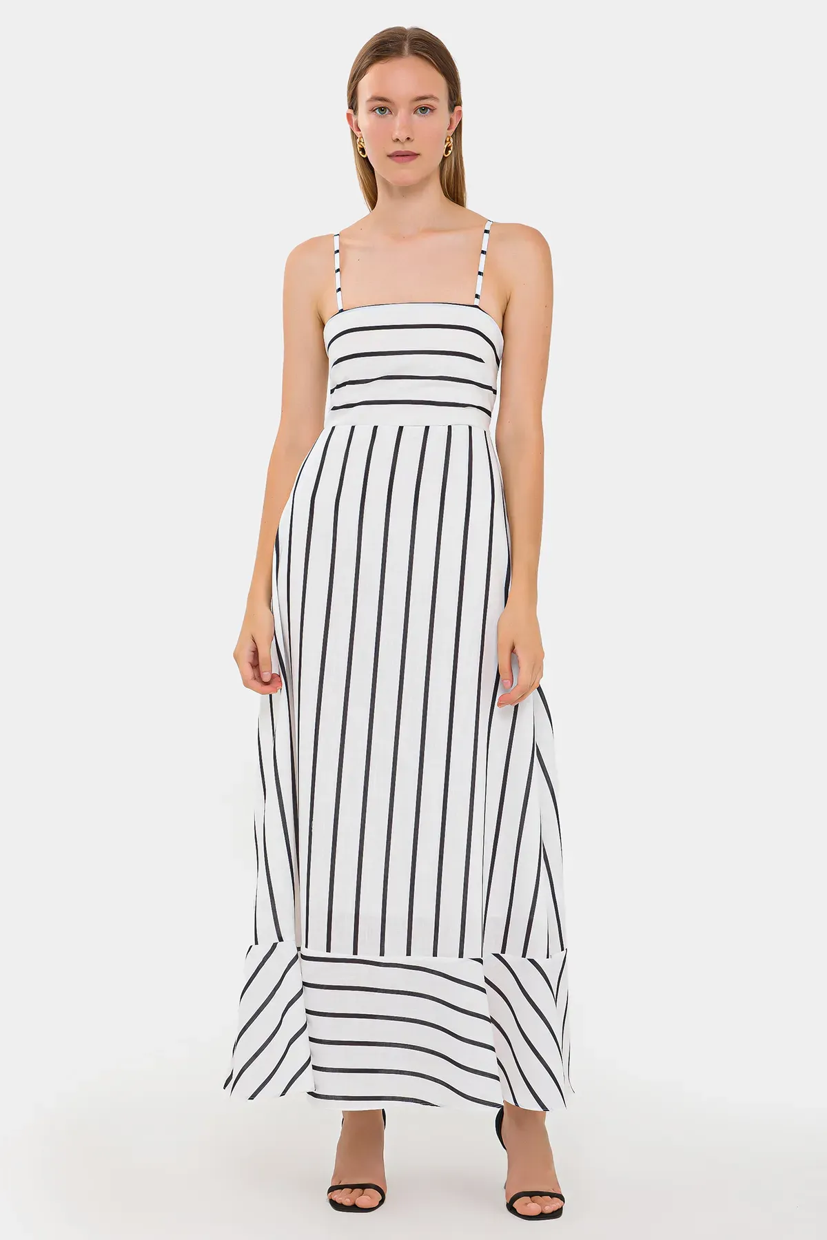 Striped Tiered Maxi Dress with Spaghetti-Strap 2
