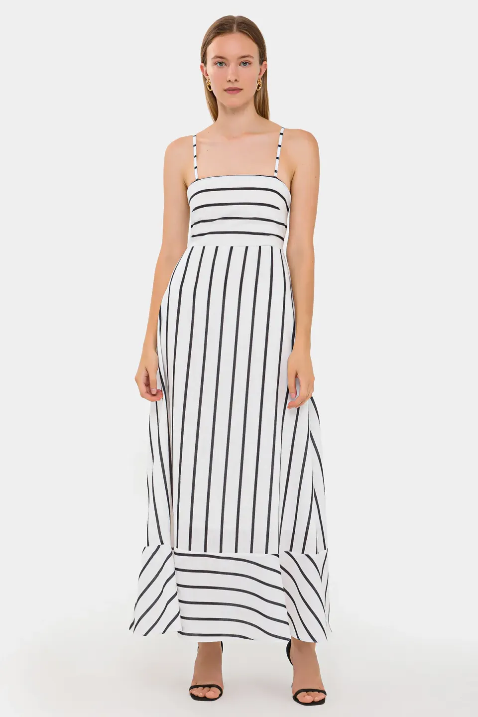 Striped Tiered Maxi Dress with Spaghetti-Strap