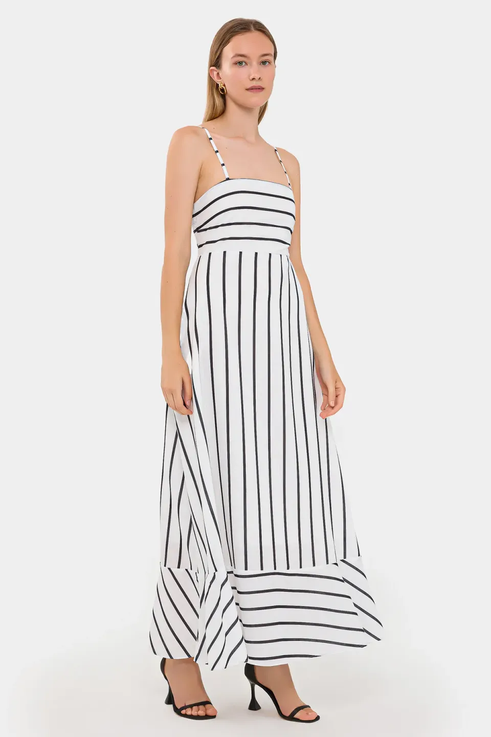 Striped Tiered Maxi Dress with Spaghetti-Strap