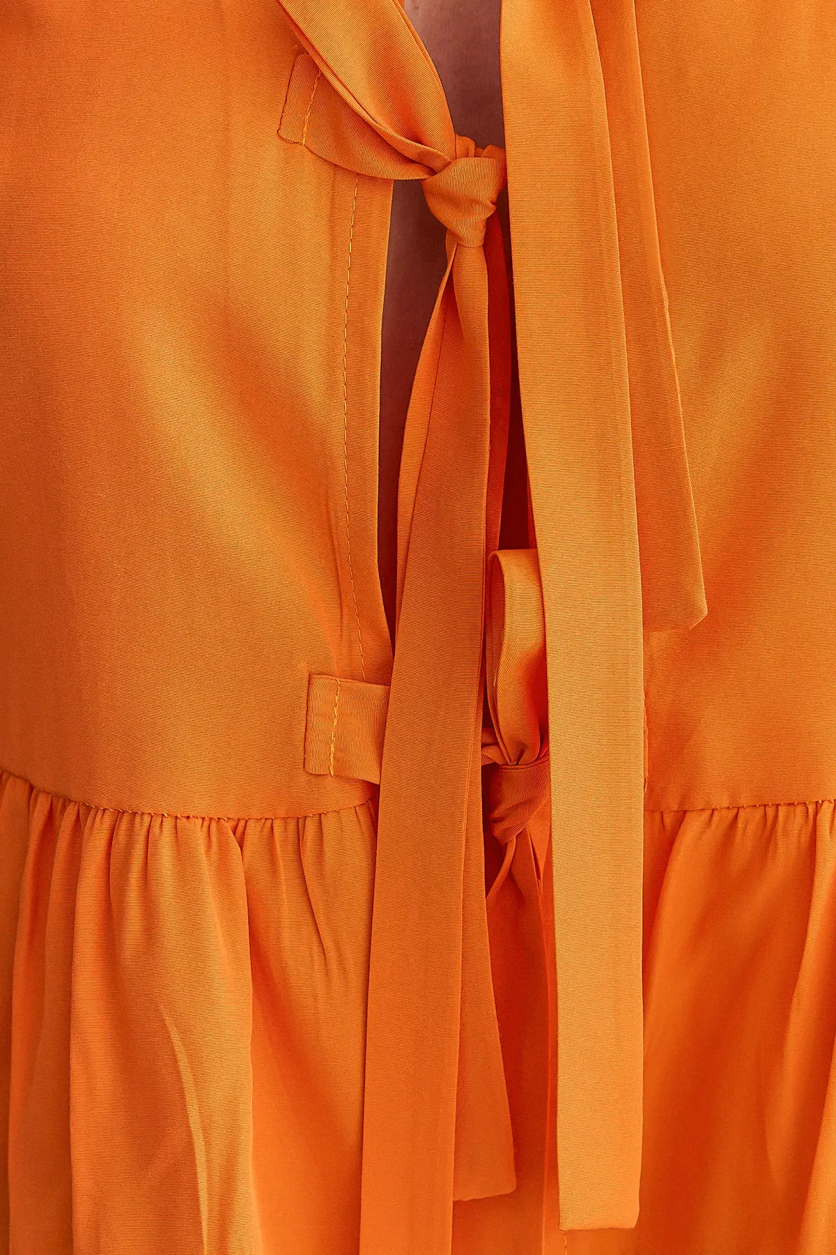 Tie-Up Neck Blouse with Puff Sleeves 5