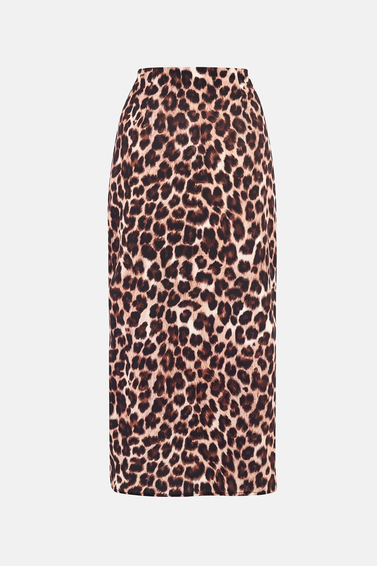 Animal-Printed Frilled Midi Skirt