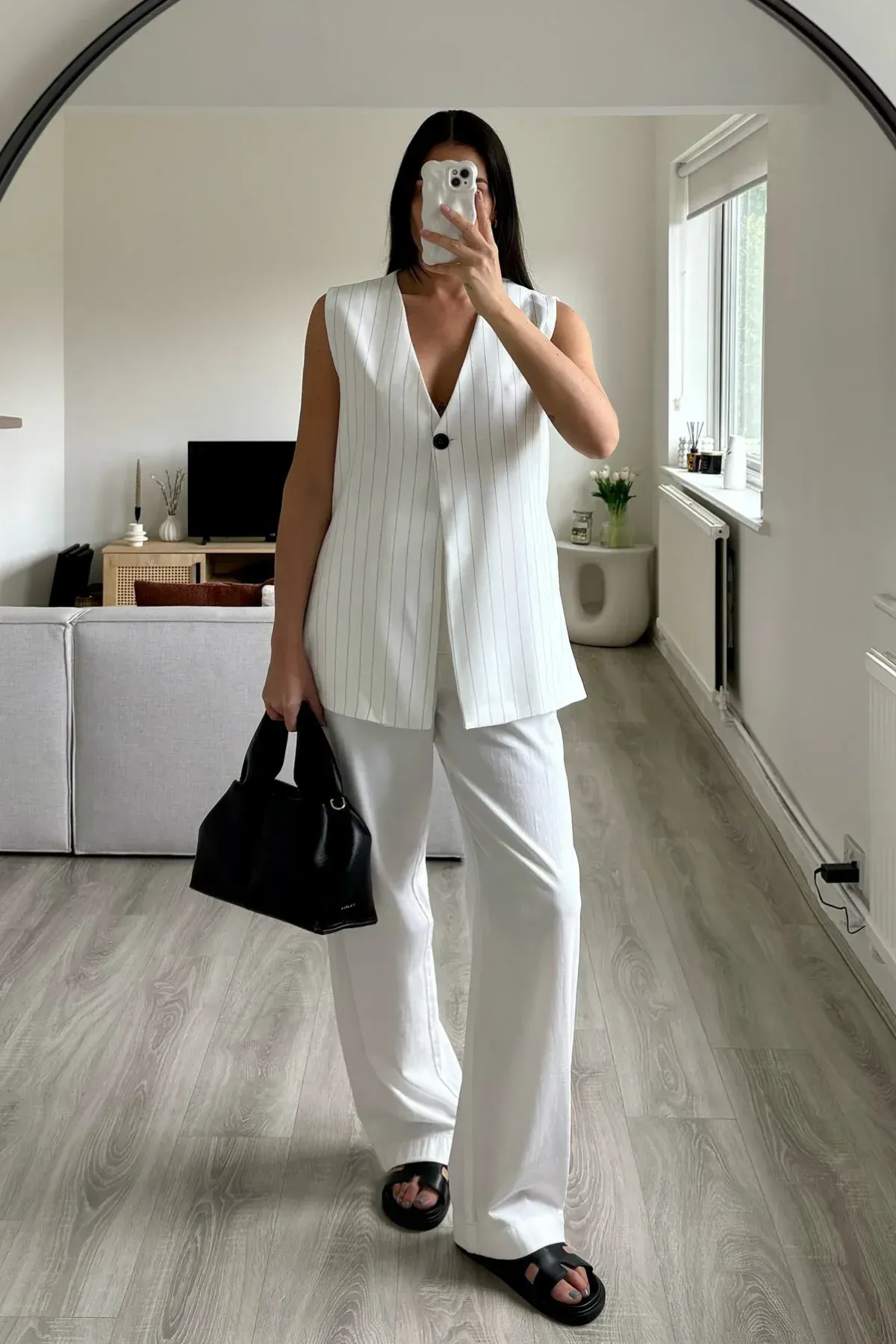 Striped V Neck Waistcoat 1