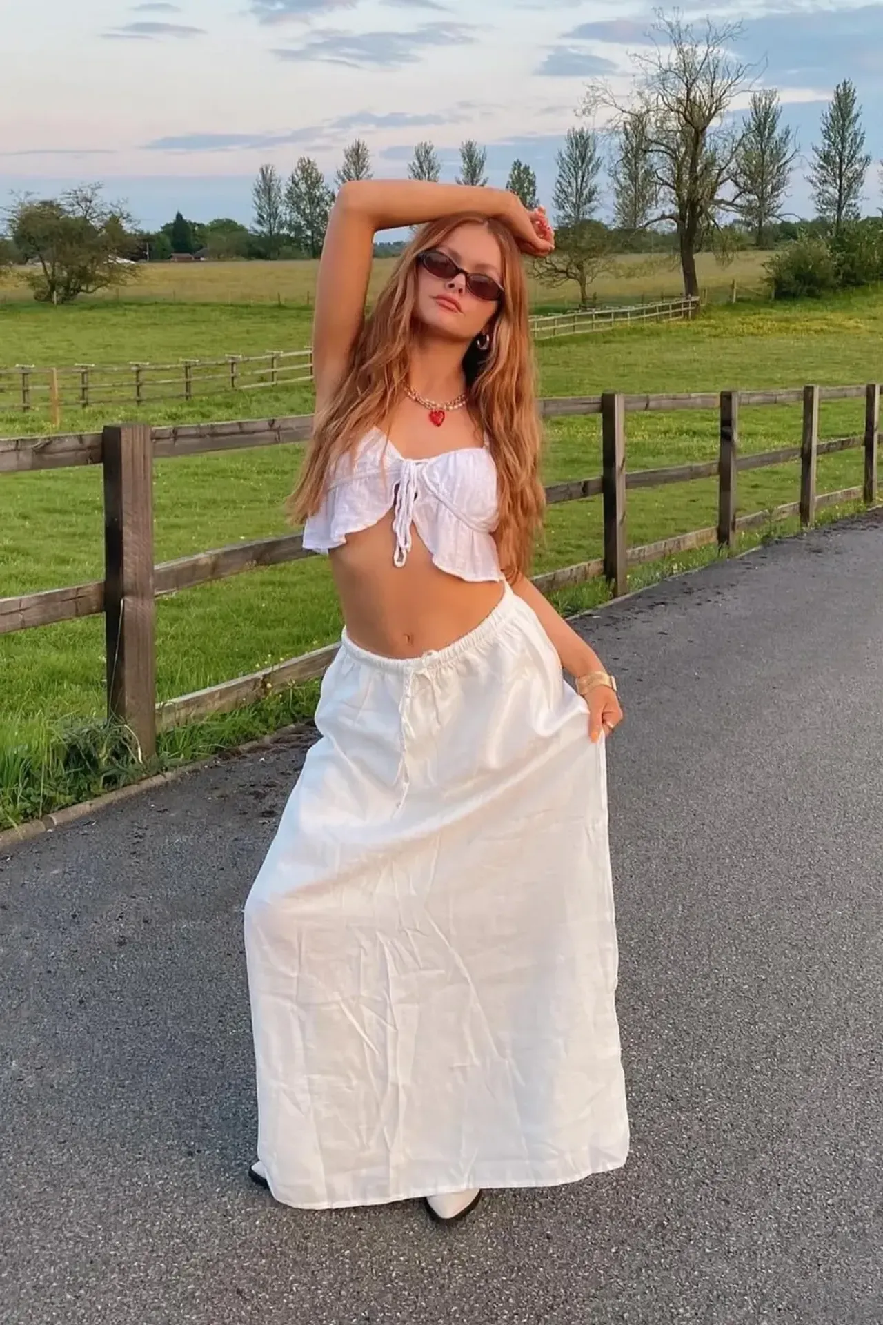 High Waist Drawstring Maxi Skirt