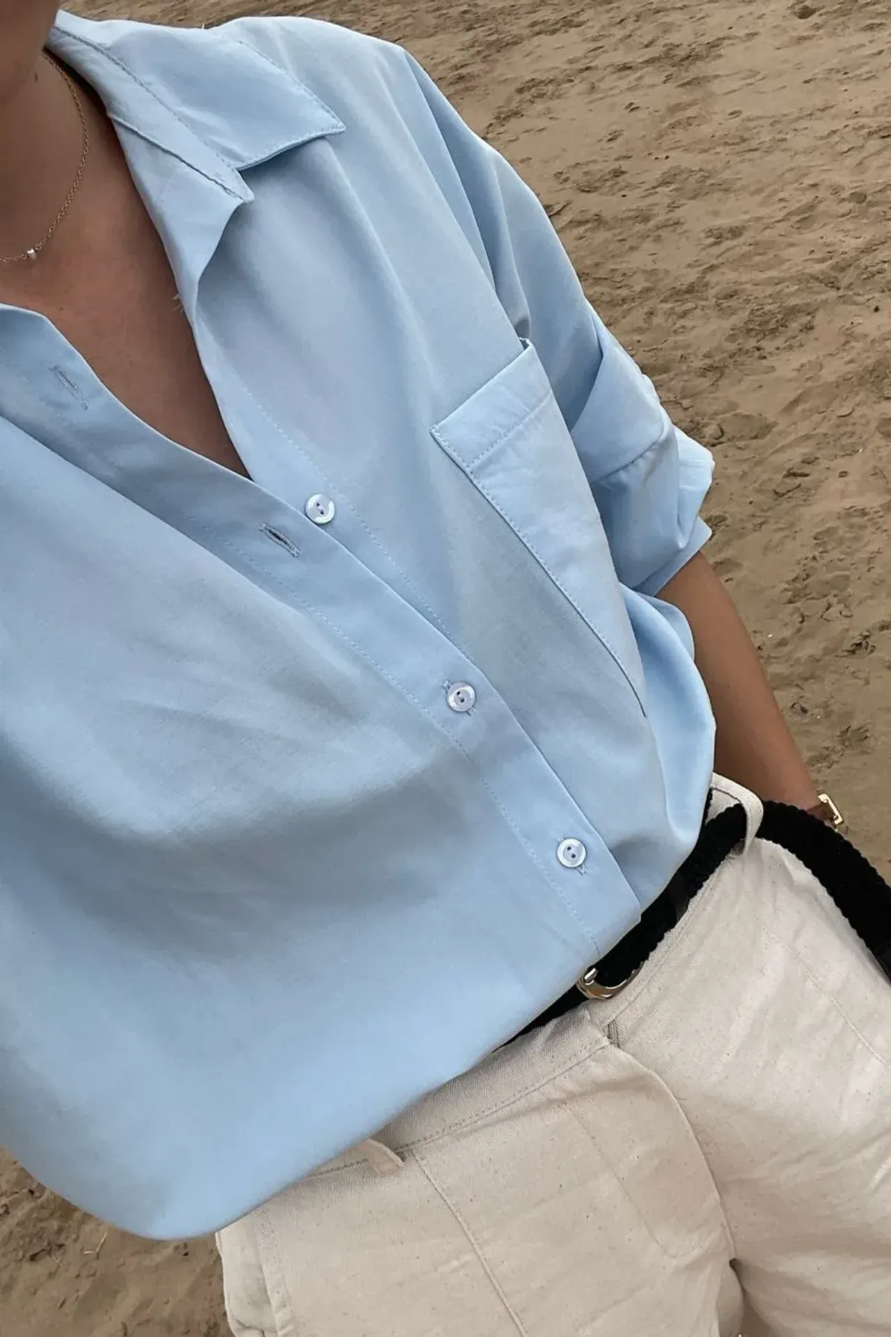 Buttoned Short Sleeve Relaxed Shirt