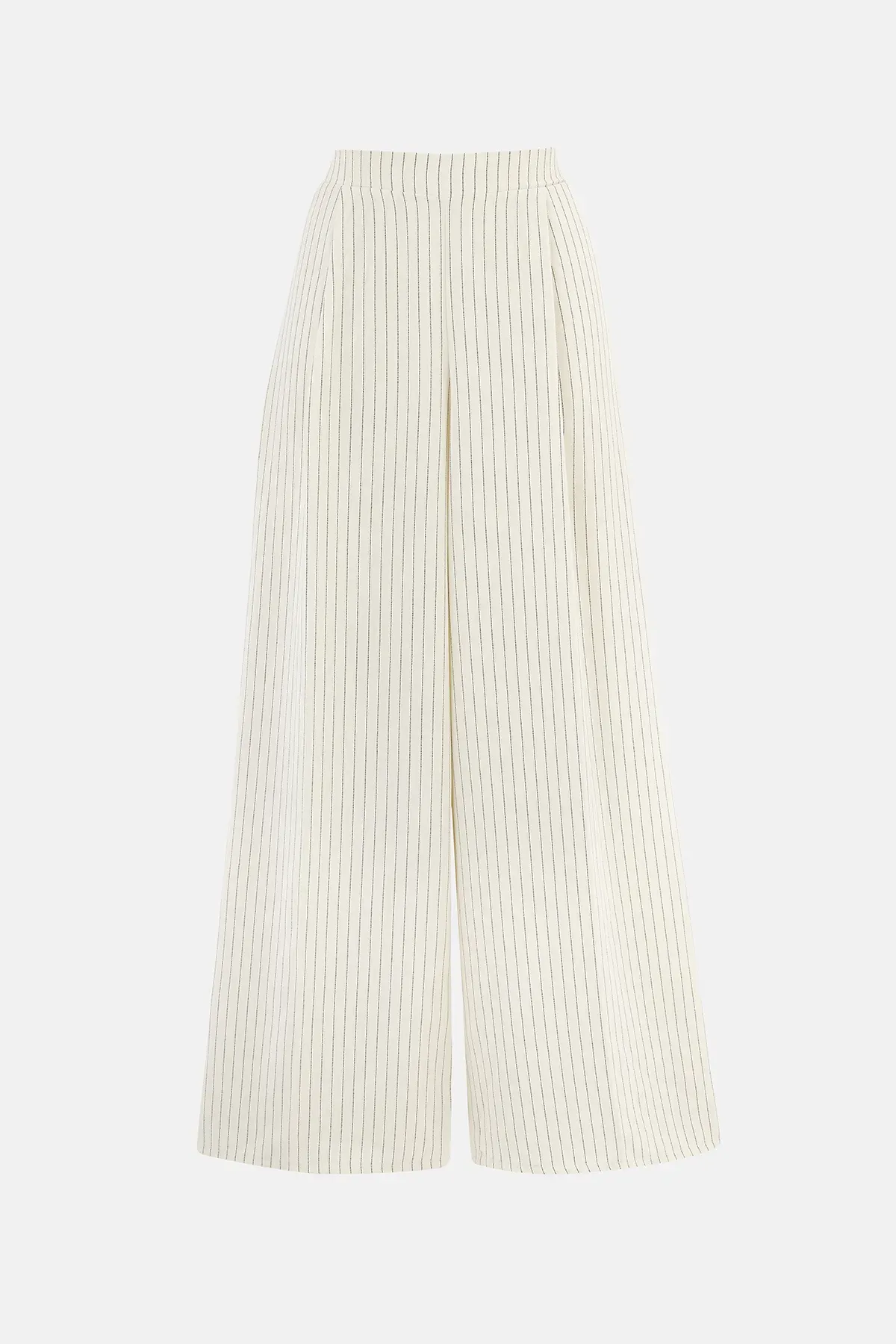 Wide-Leg Striped Pleated Pants 2