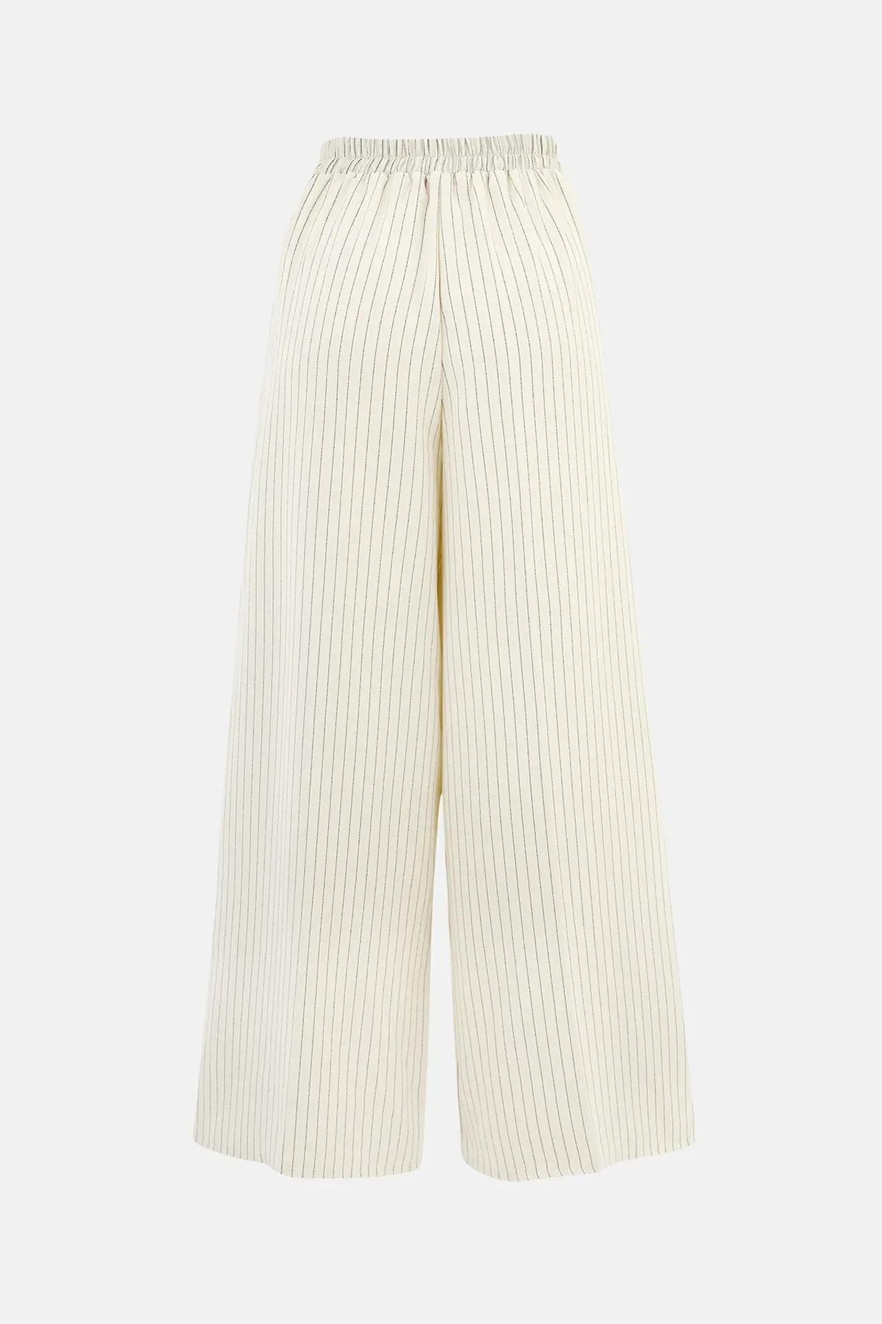 Wide-Leg Striped Pleated Pants