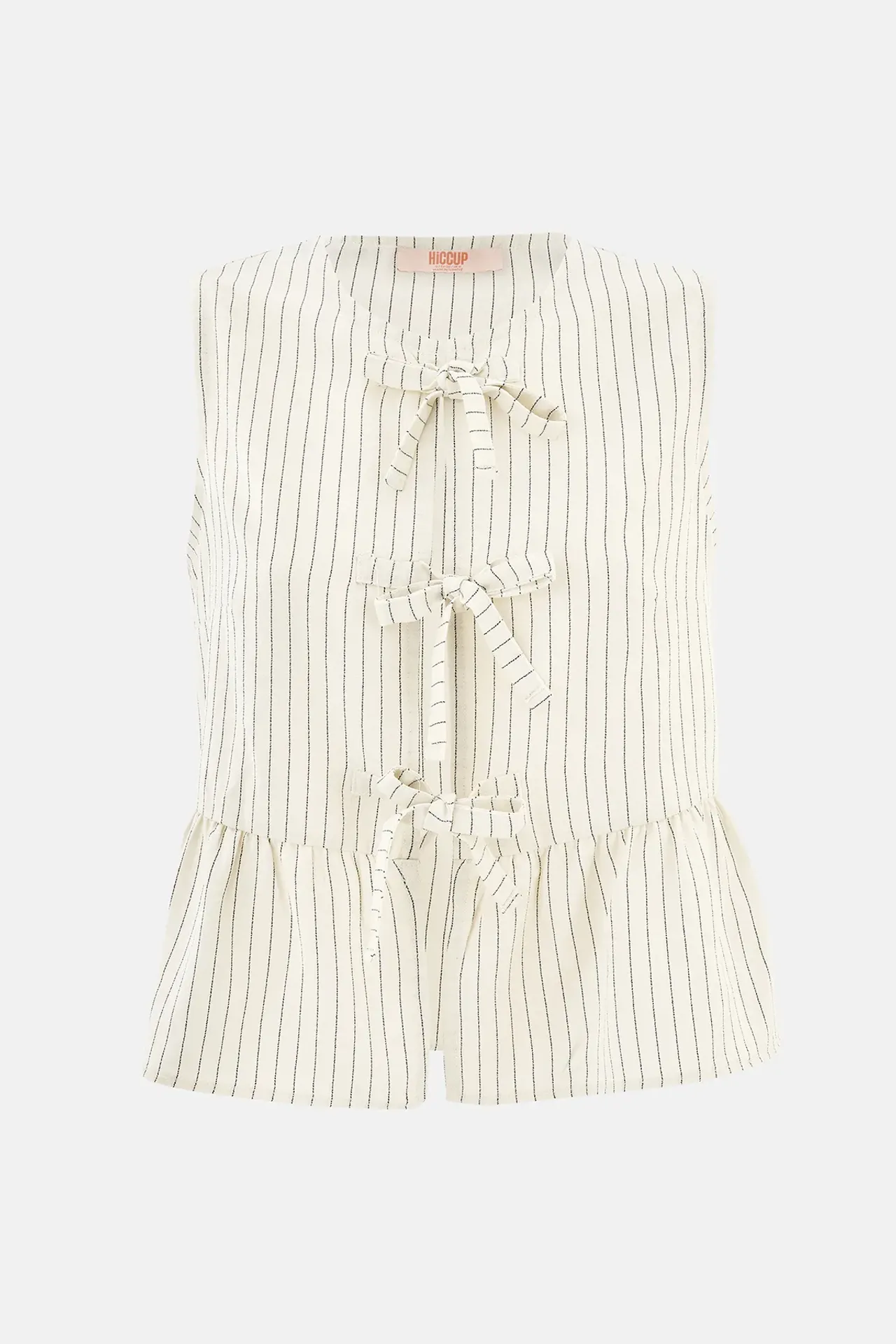 Striped Sleeveless Blouse with Lace-Up Detail