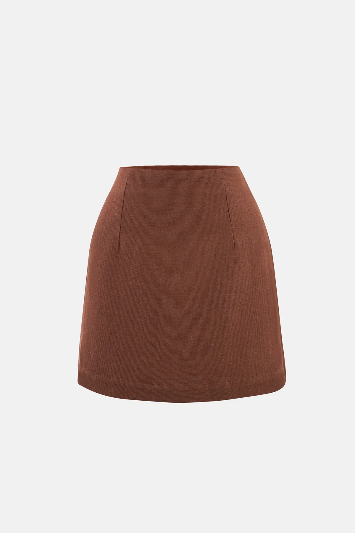 Linen Blend Chocolate Brown Skirt  3
