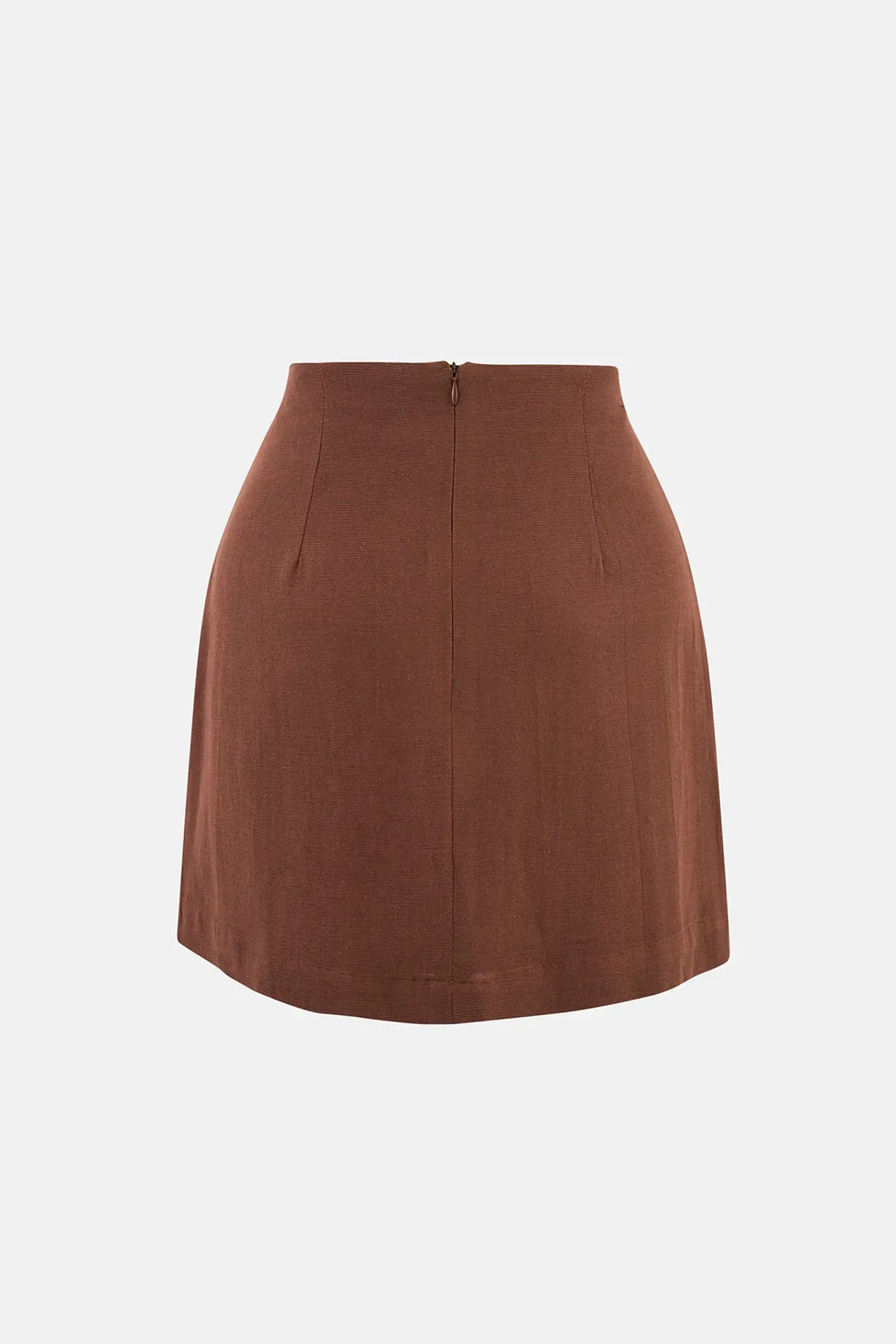 Linen Blend Chocolate Brown Skirt 