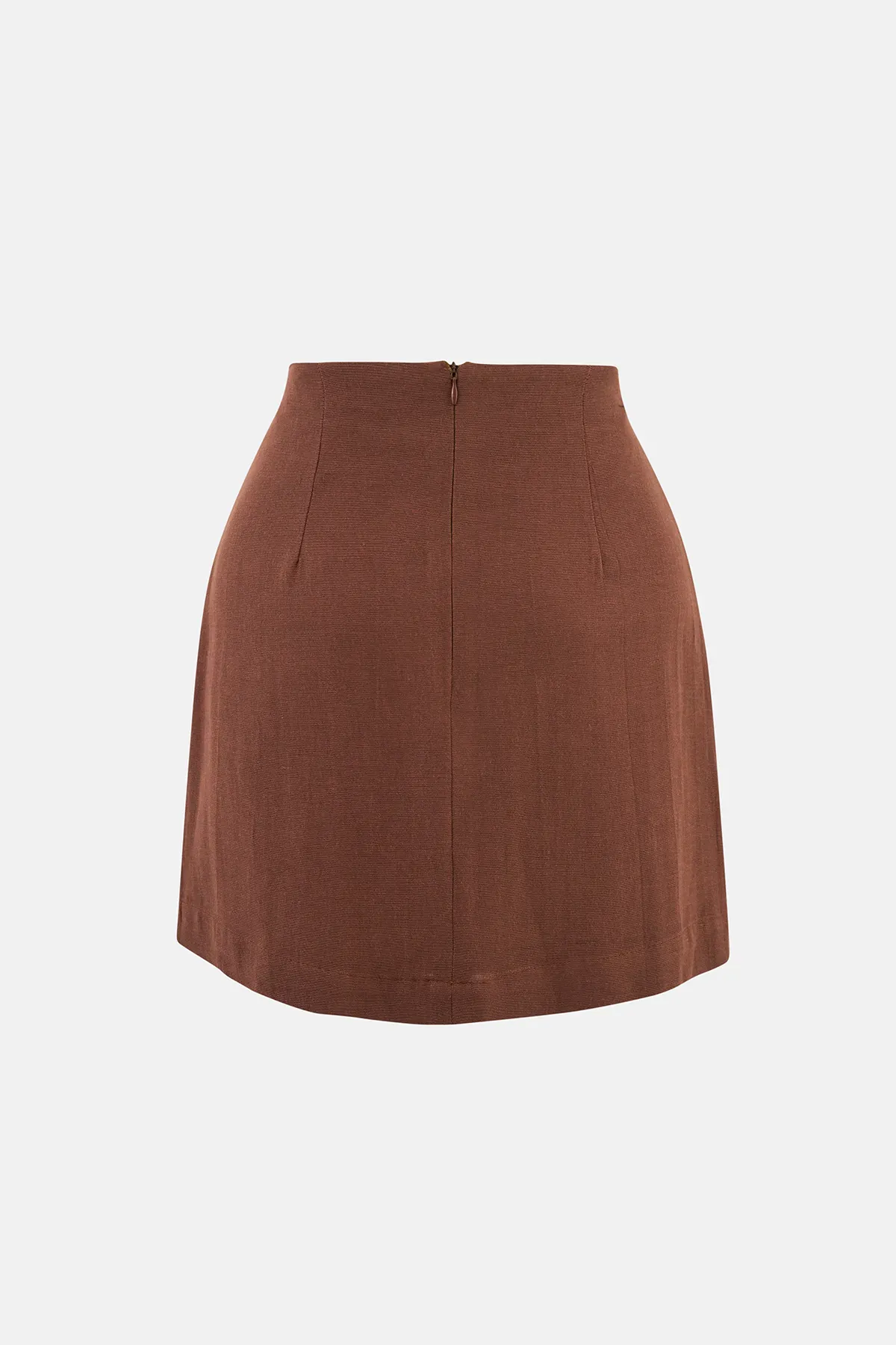 Linen Blend Chocolate Brown Skirt  4