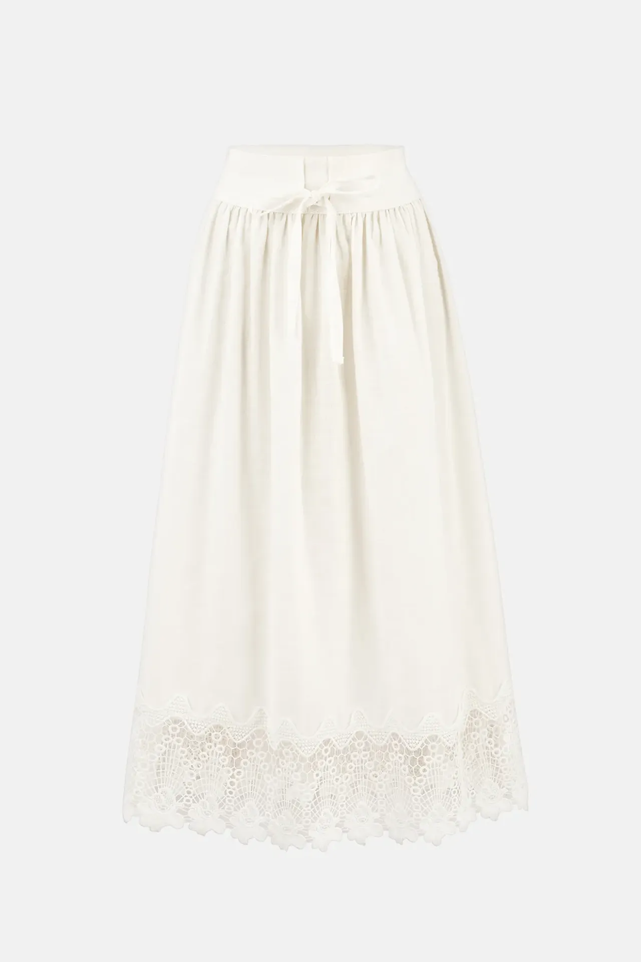 Cotton White Floral Embroidery Detailed Skirt 