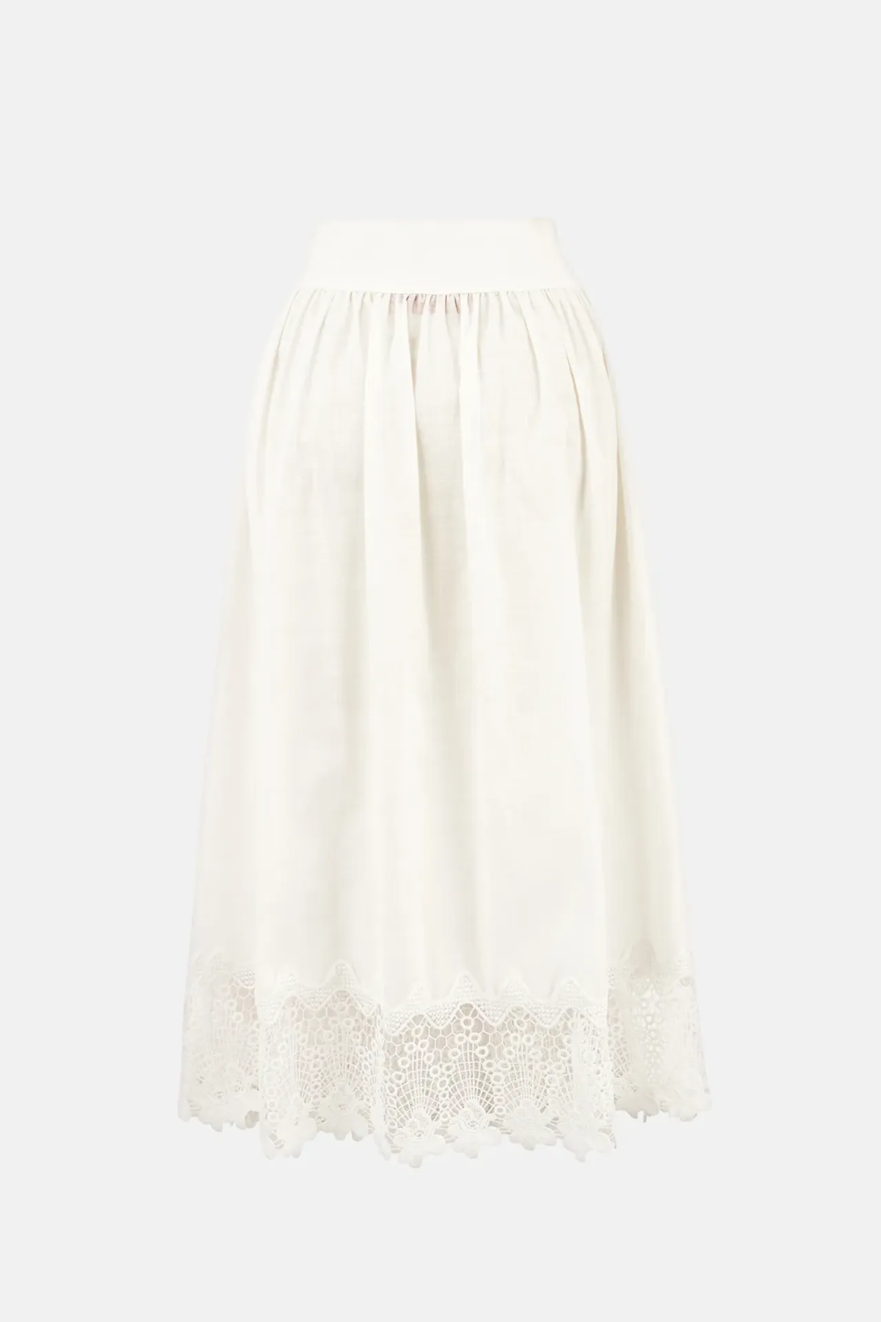 Cotton White Floral Embroidery Detailed Skirt 