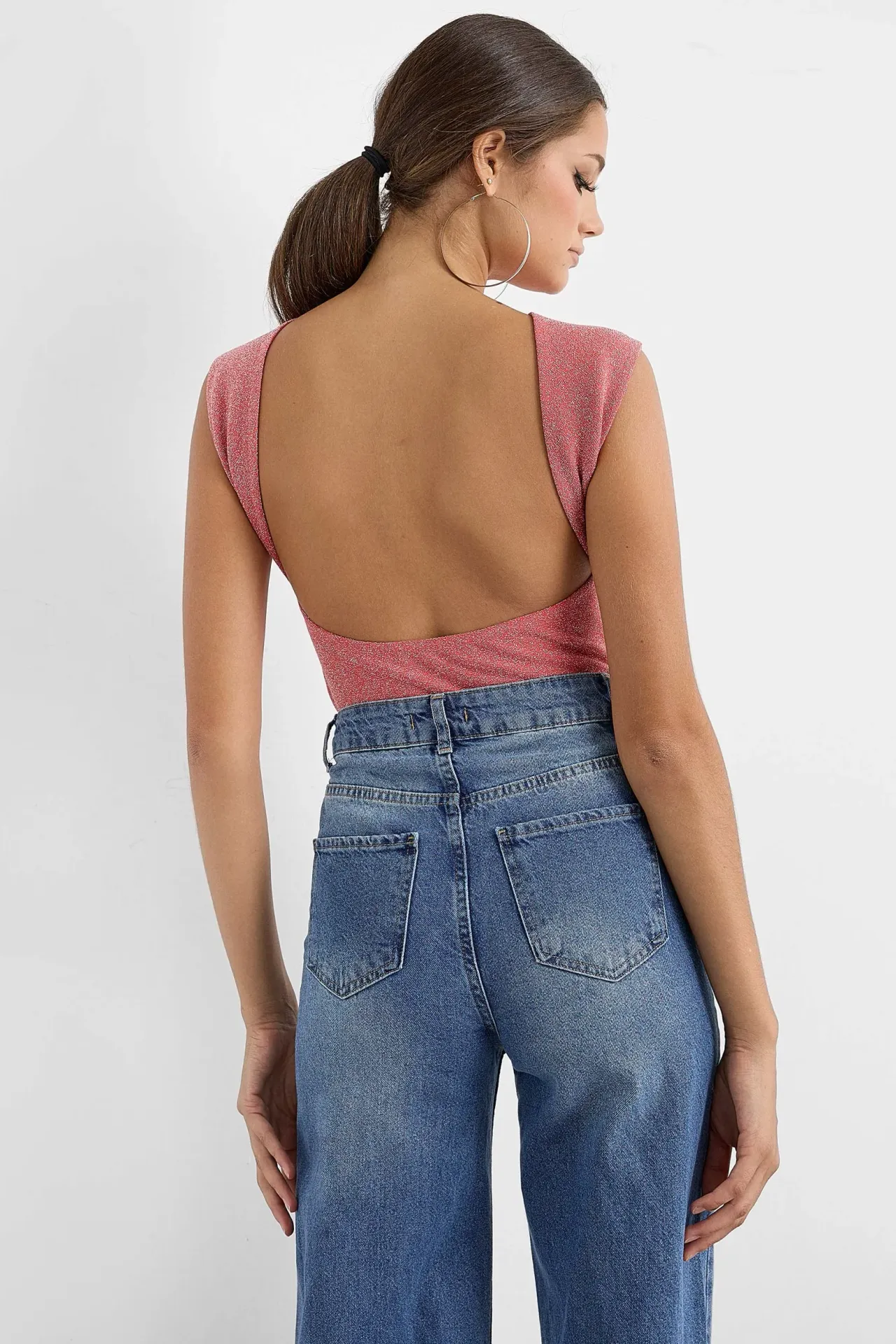 Lurex Open-Back Blouse