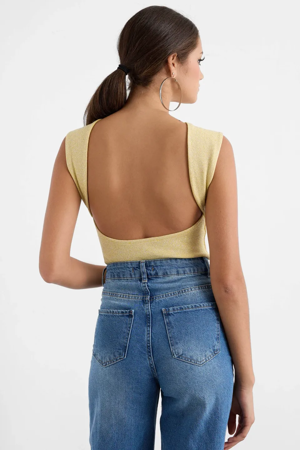 Lurex Open-Back Blouse