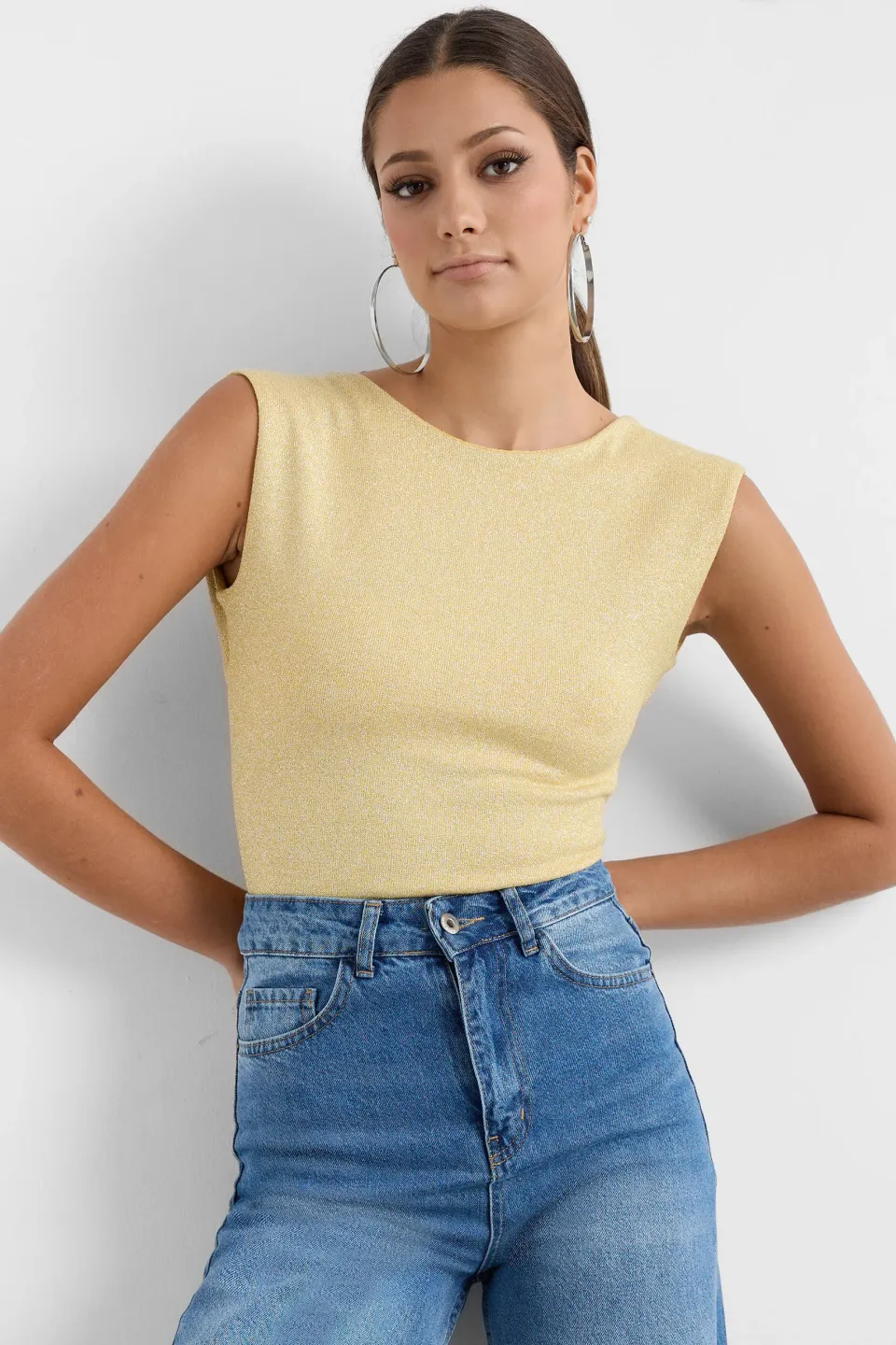 Lurex Open-Back Blouse