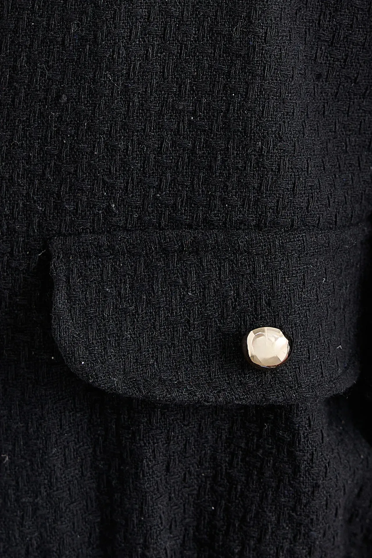 Tweed Round Neck Jacket with a Pocket Detail