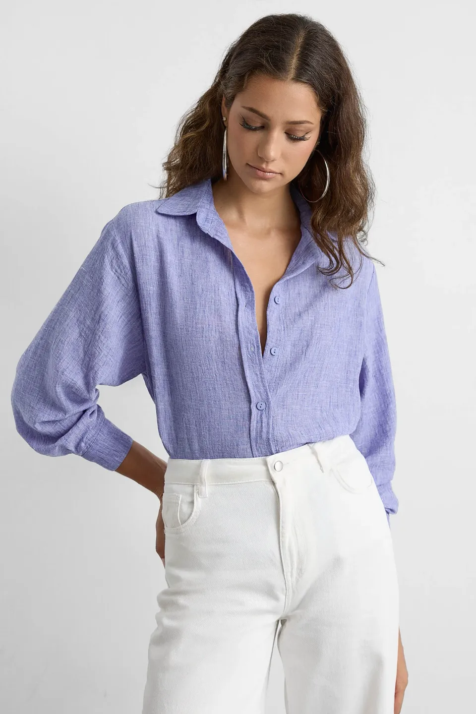 Buttoned Long Sleeve Relaxed Shirt