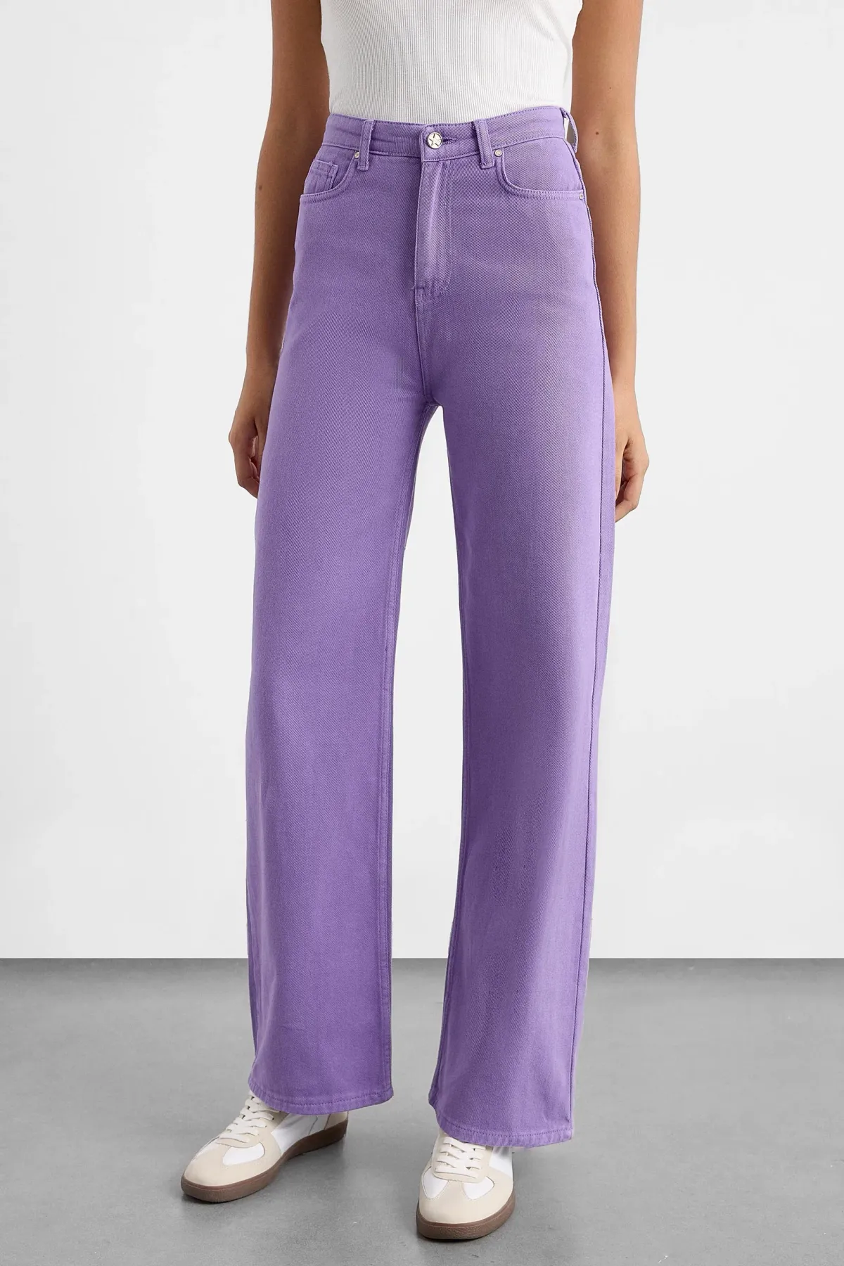 High-Waist Wide-Leg Cotton Trousers with Pocket 2