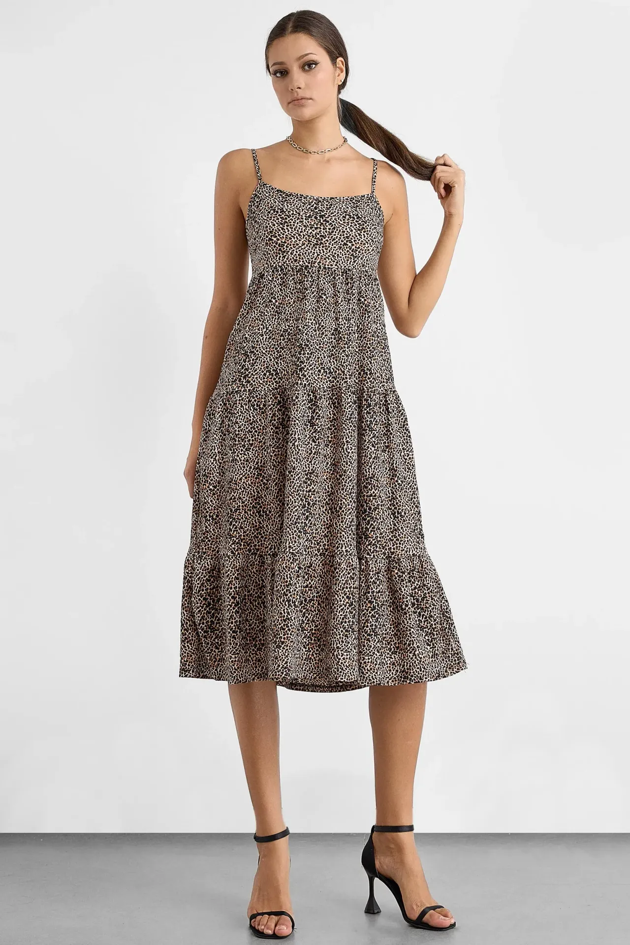 Animal-Printed Midi Jersey Dress