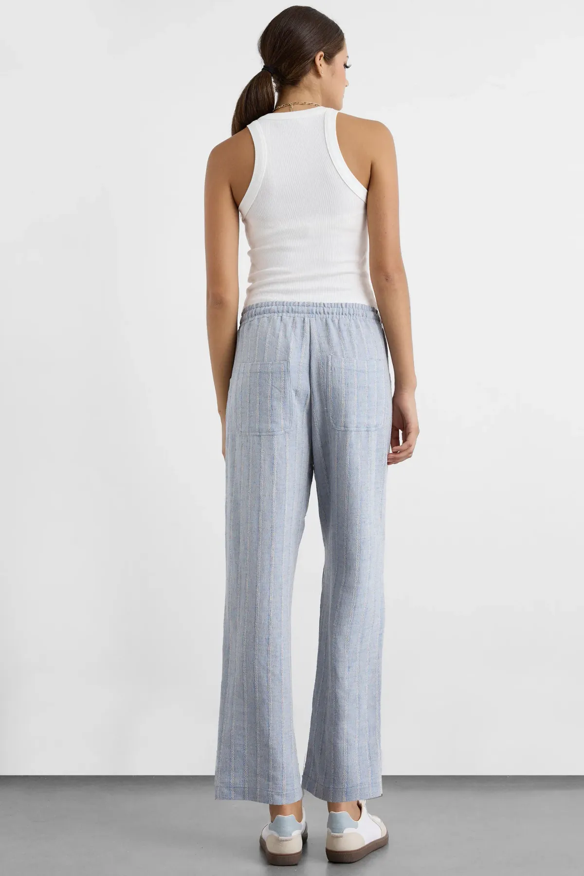 Striped Elastic Waist Straight-Leg Pants 4