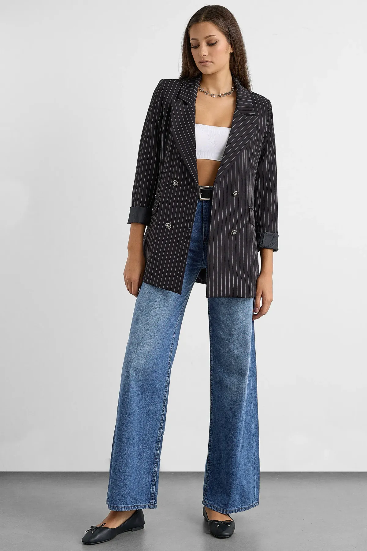 Striped Button-Detail Blazer 2