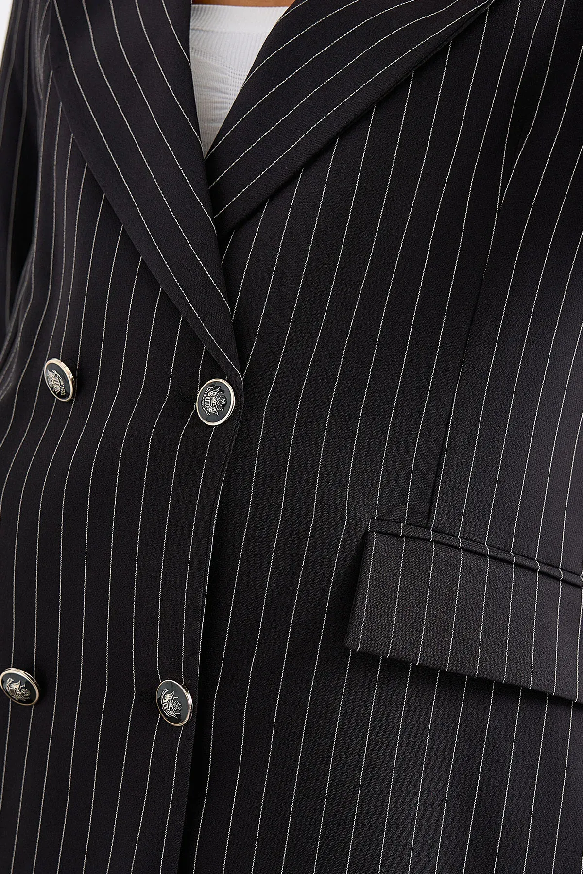 Striped Button-Detail Blazer 5