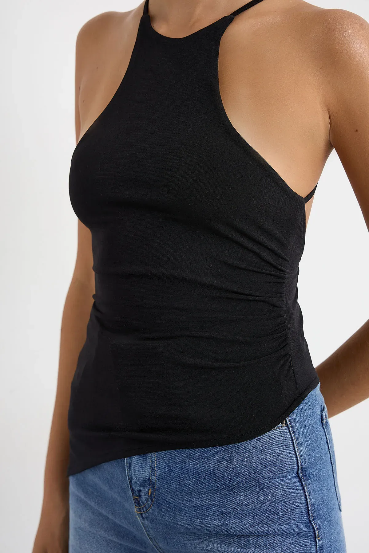 Asymmetric Open-Back Jersey Blouse 7