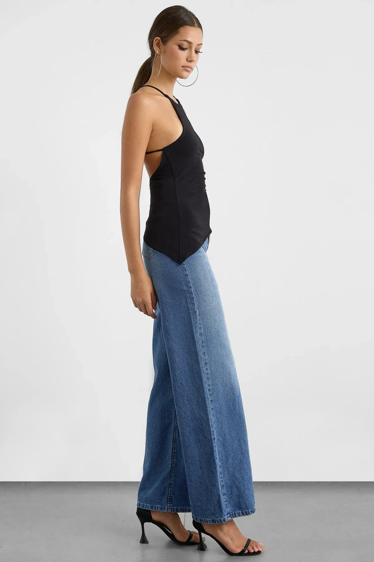 Asymmetric Open-Back Jersey Blouse 4