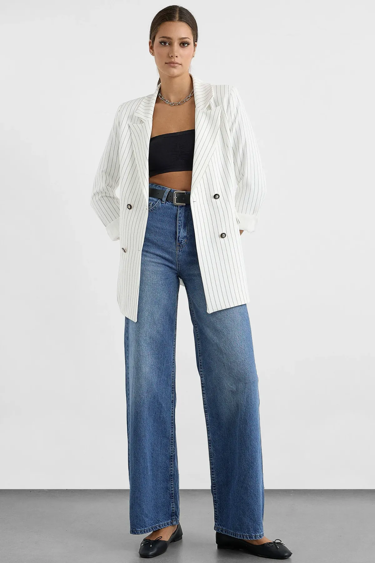 Striped Button-Detail Blazer 2