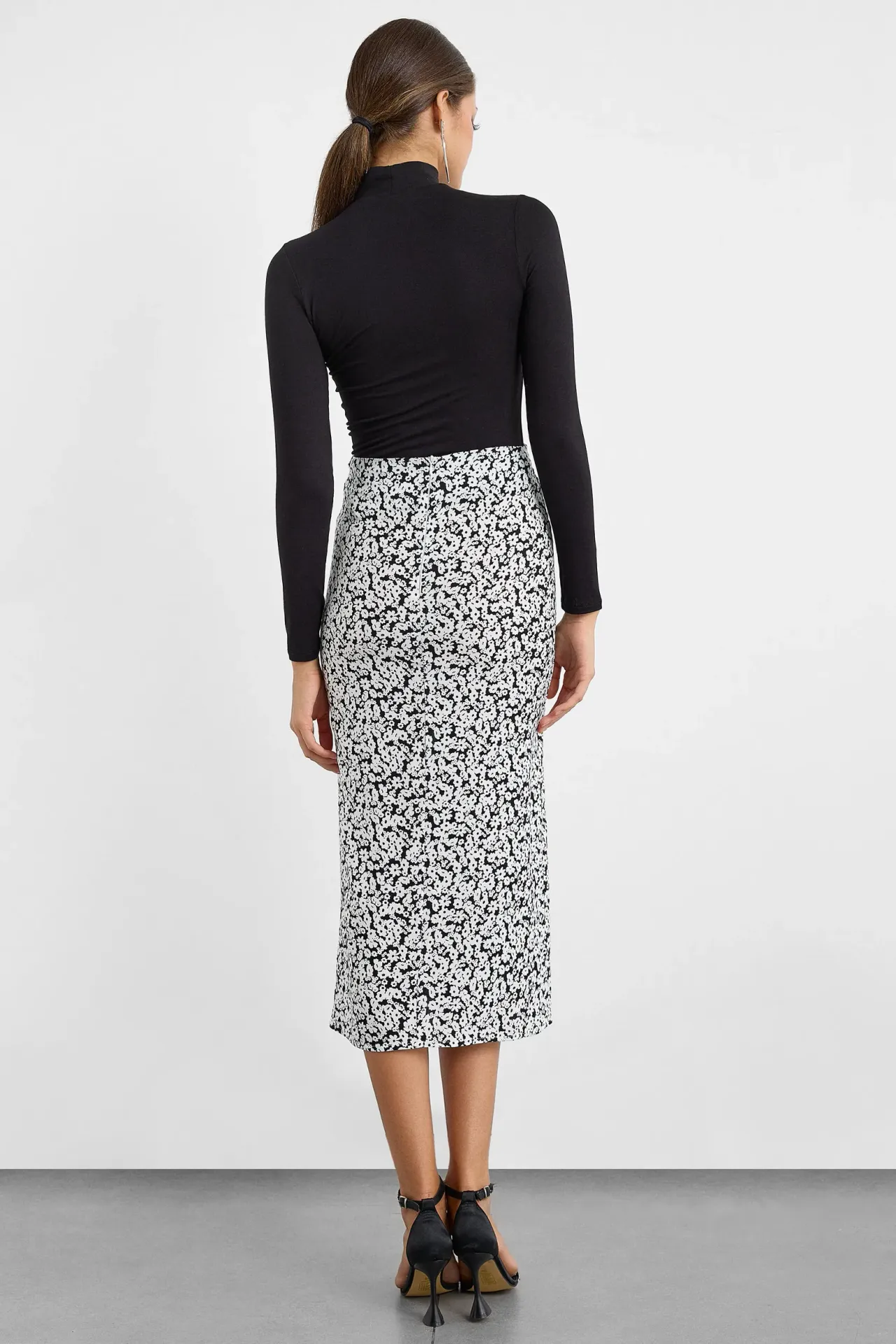 Printed Midi Skirt with Side Slit