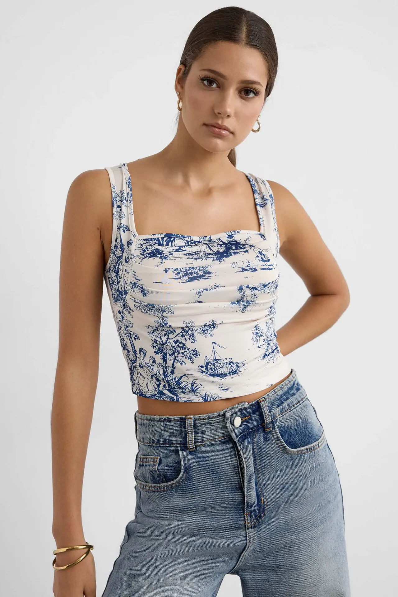 Sleeveless Printed Blouse