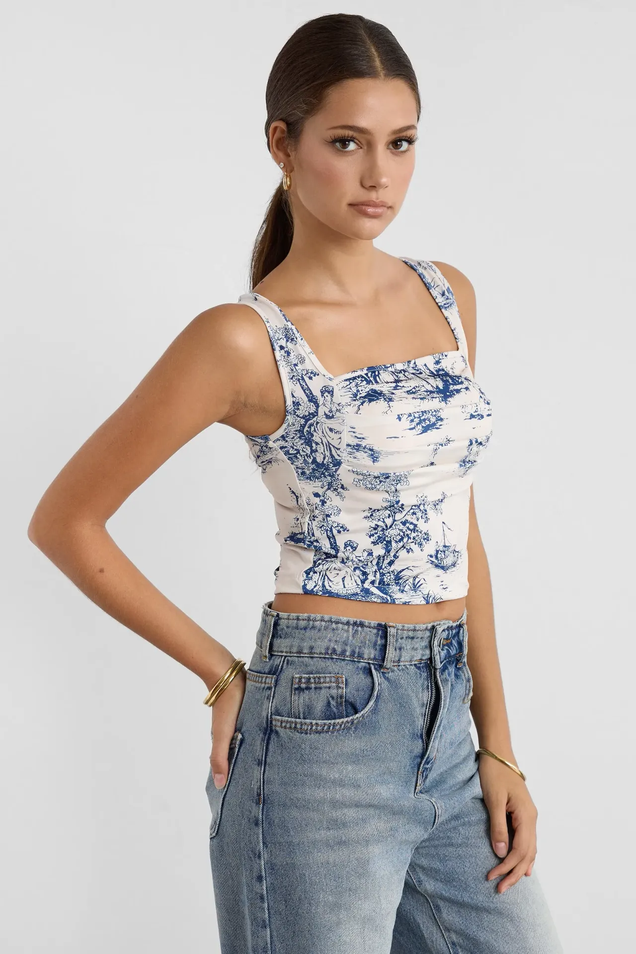 Sleeveless Printed Blouse