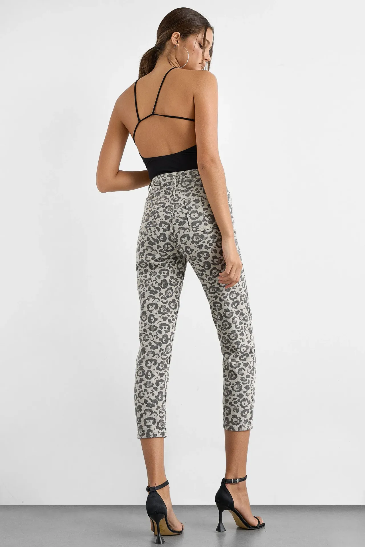 Animal Print Slim Fit Denim Pants