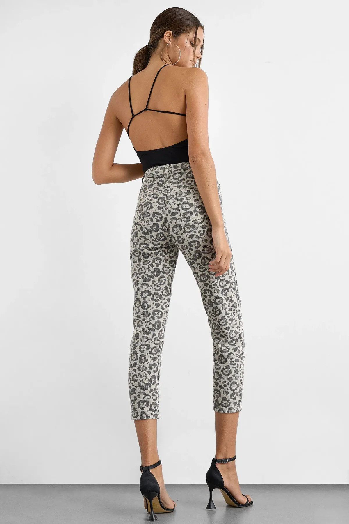 Animal Print Slim Fit Denim Pants 5