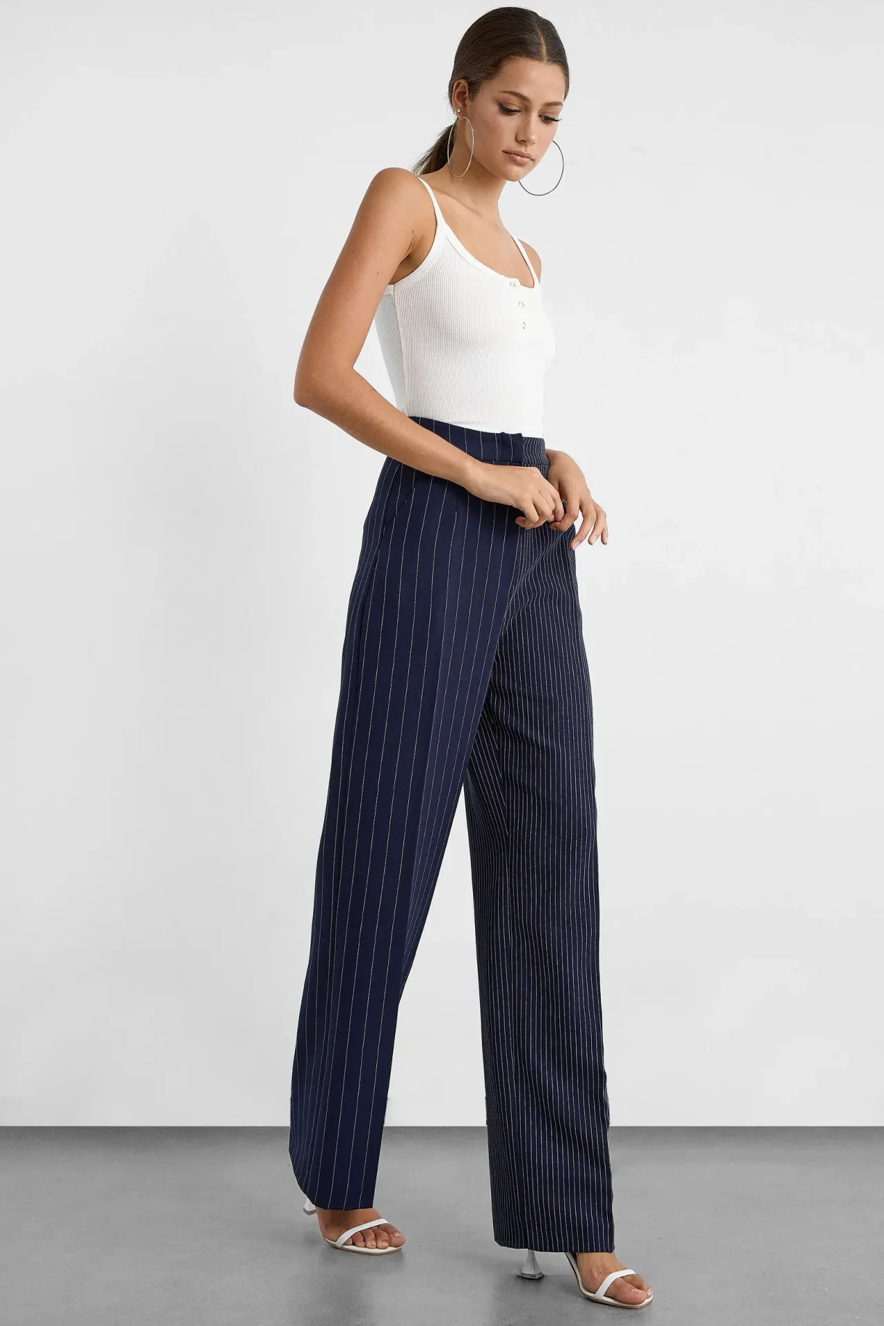 Striped Mid-Rise Straight-Leg Pants