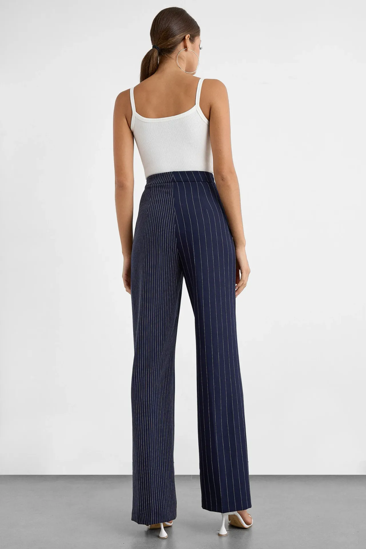 Striped Mid-Rise Straight-Leg Pants
