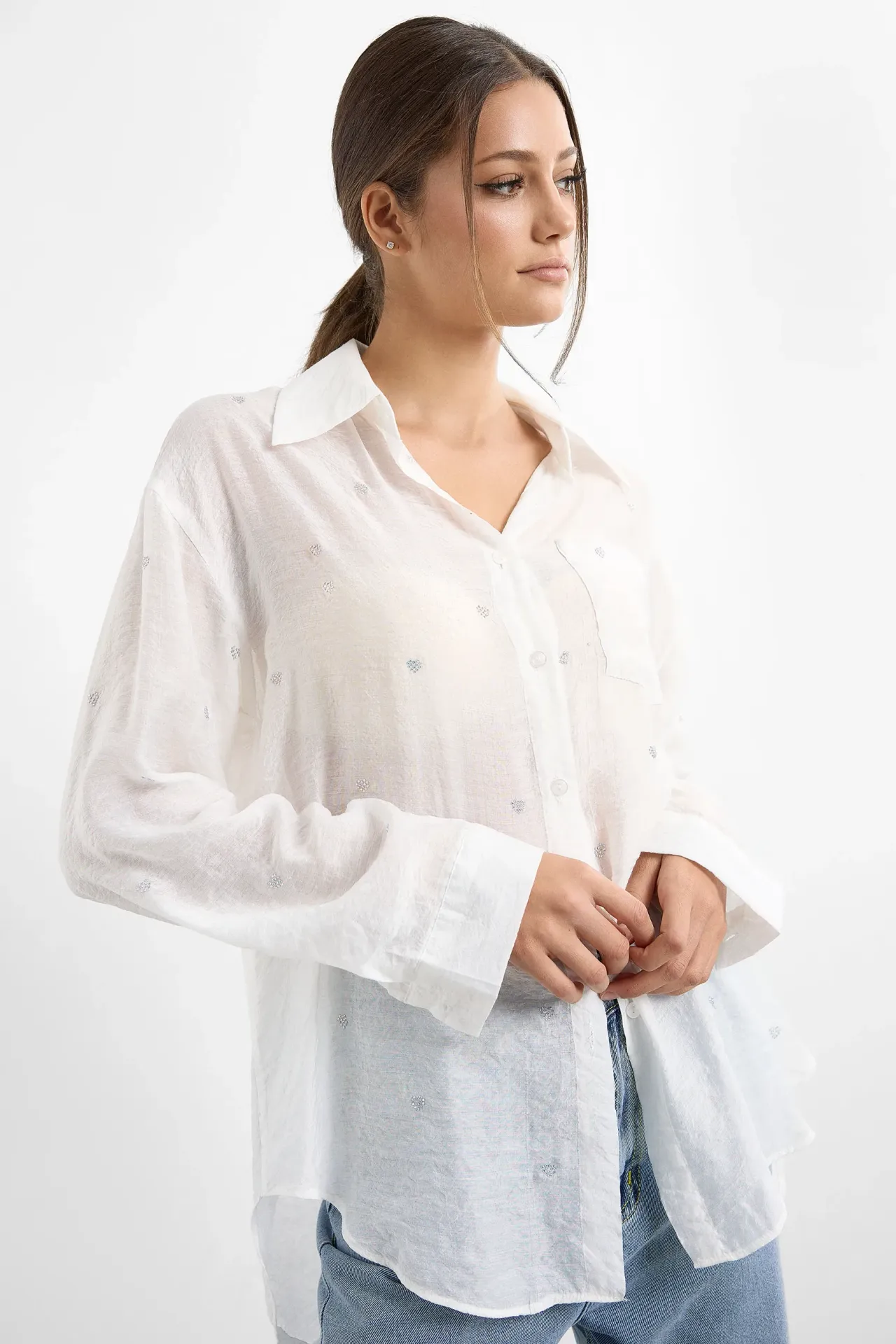 Casual Long Sleeve Shirt with Shirt Collar