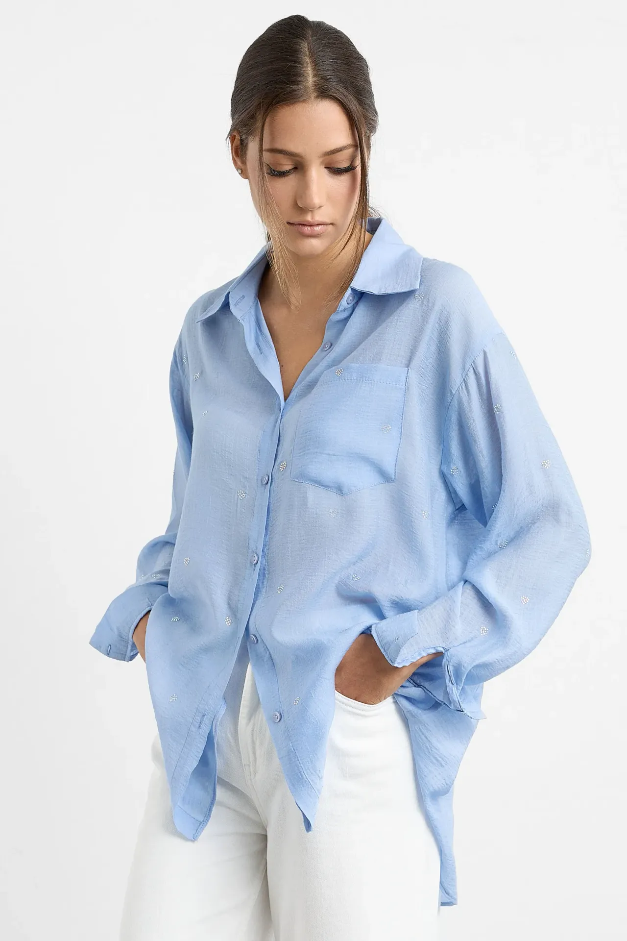 Casual Long Sleeve Shirt with Shirt Collar