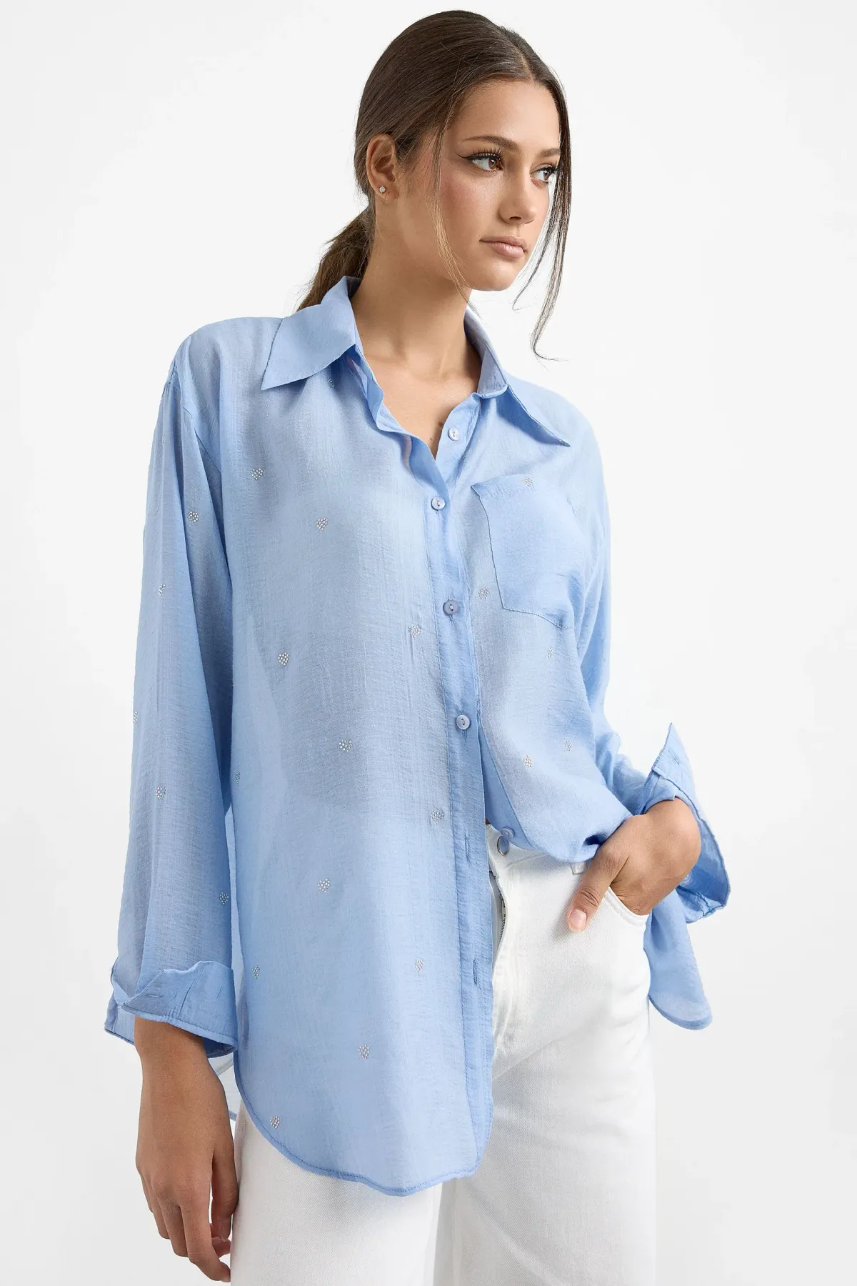 Casual Long Sleeve Shirt with Shirt Collar 3