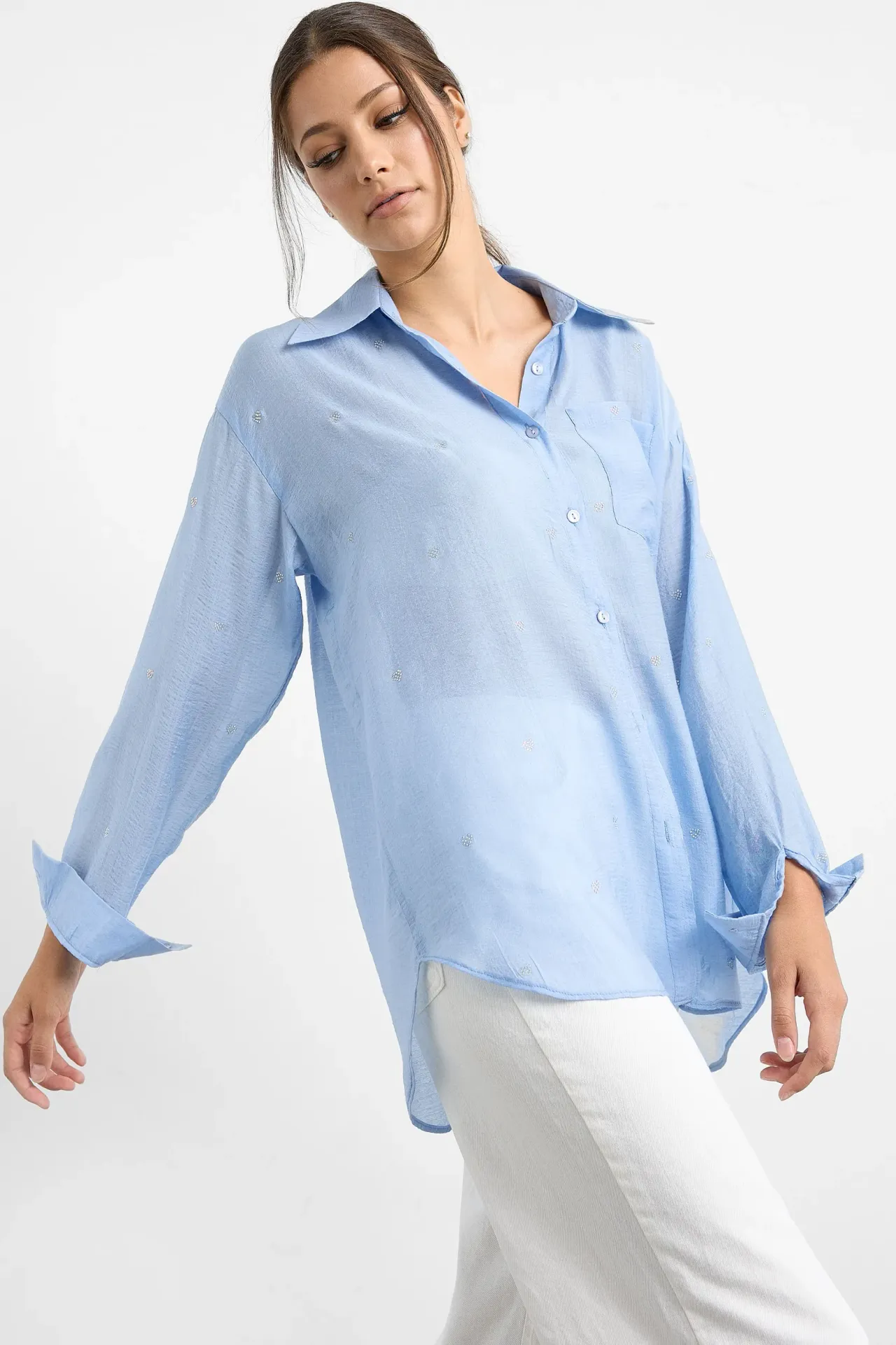 Casual Long Sleeve Shirt with Shirt Collar