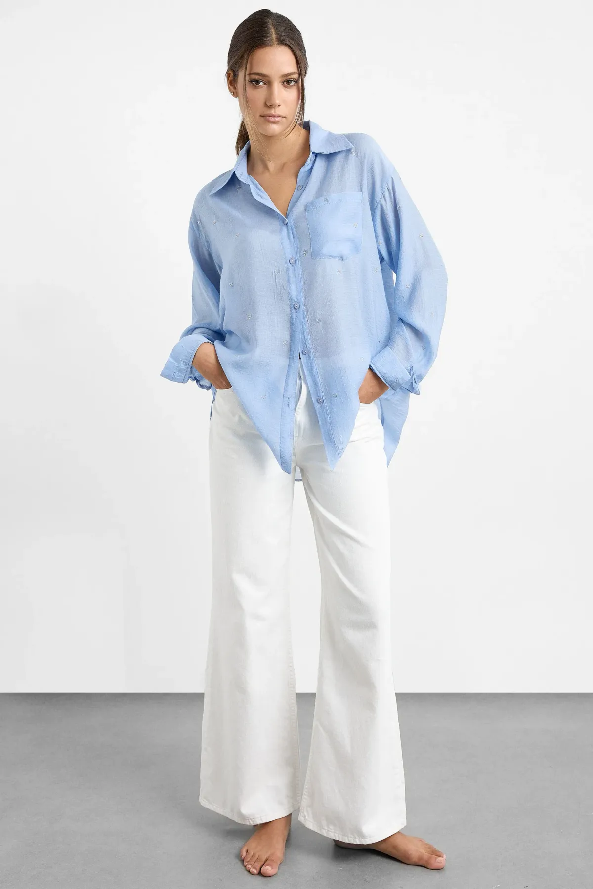 Casual Long Sleeve Shirt with Shirt Collar 1