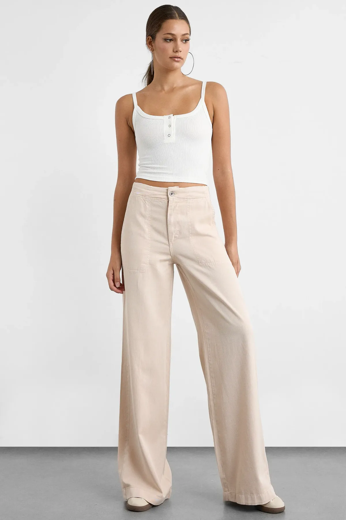 High Waist Wide-Leg Cotton Pants 3