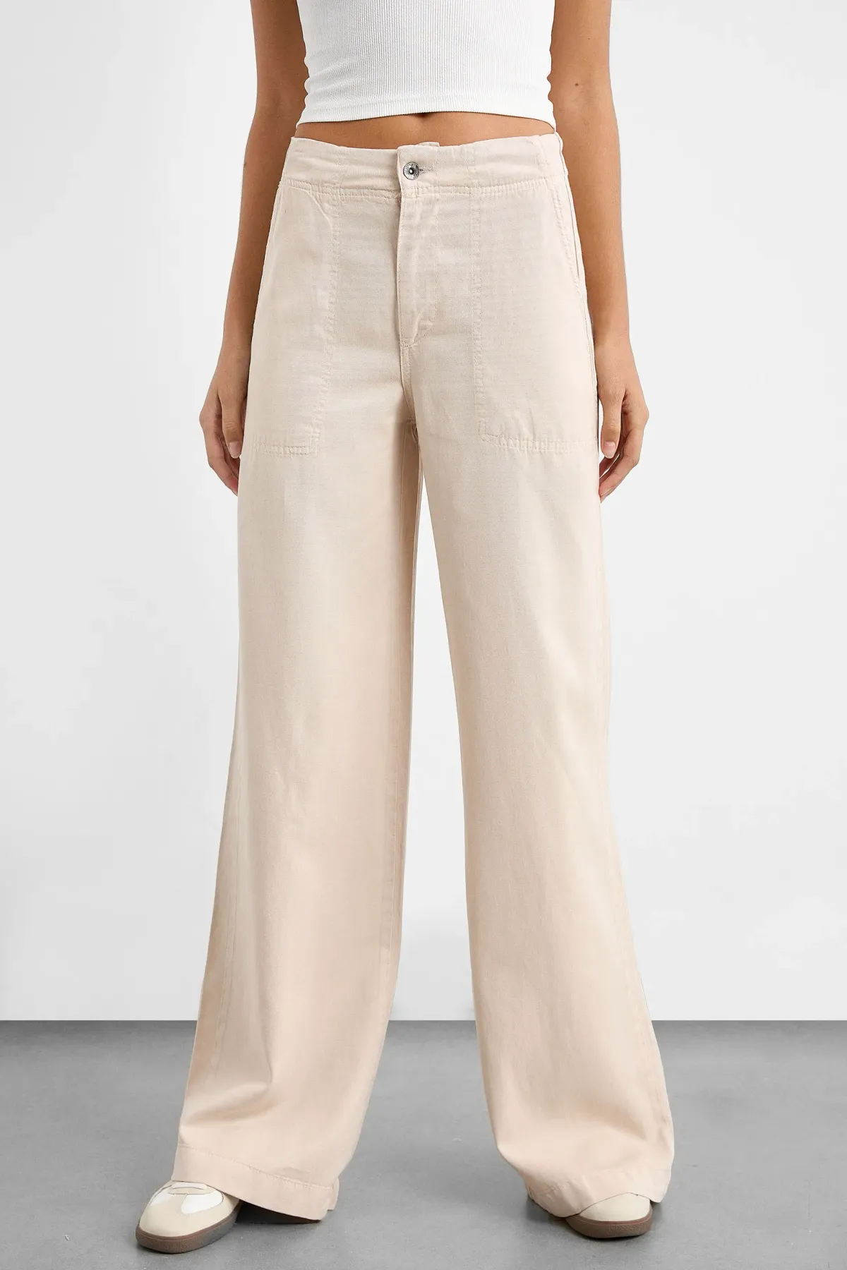 High Waist Wide-Leg Cotton Pants 2