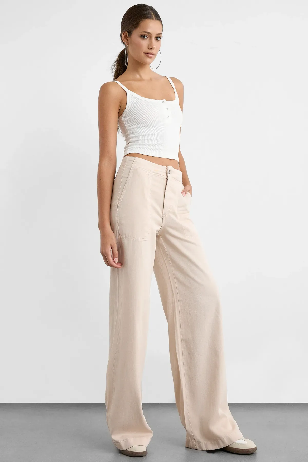 High Waist Wide-Leg Cotton Pants 1
