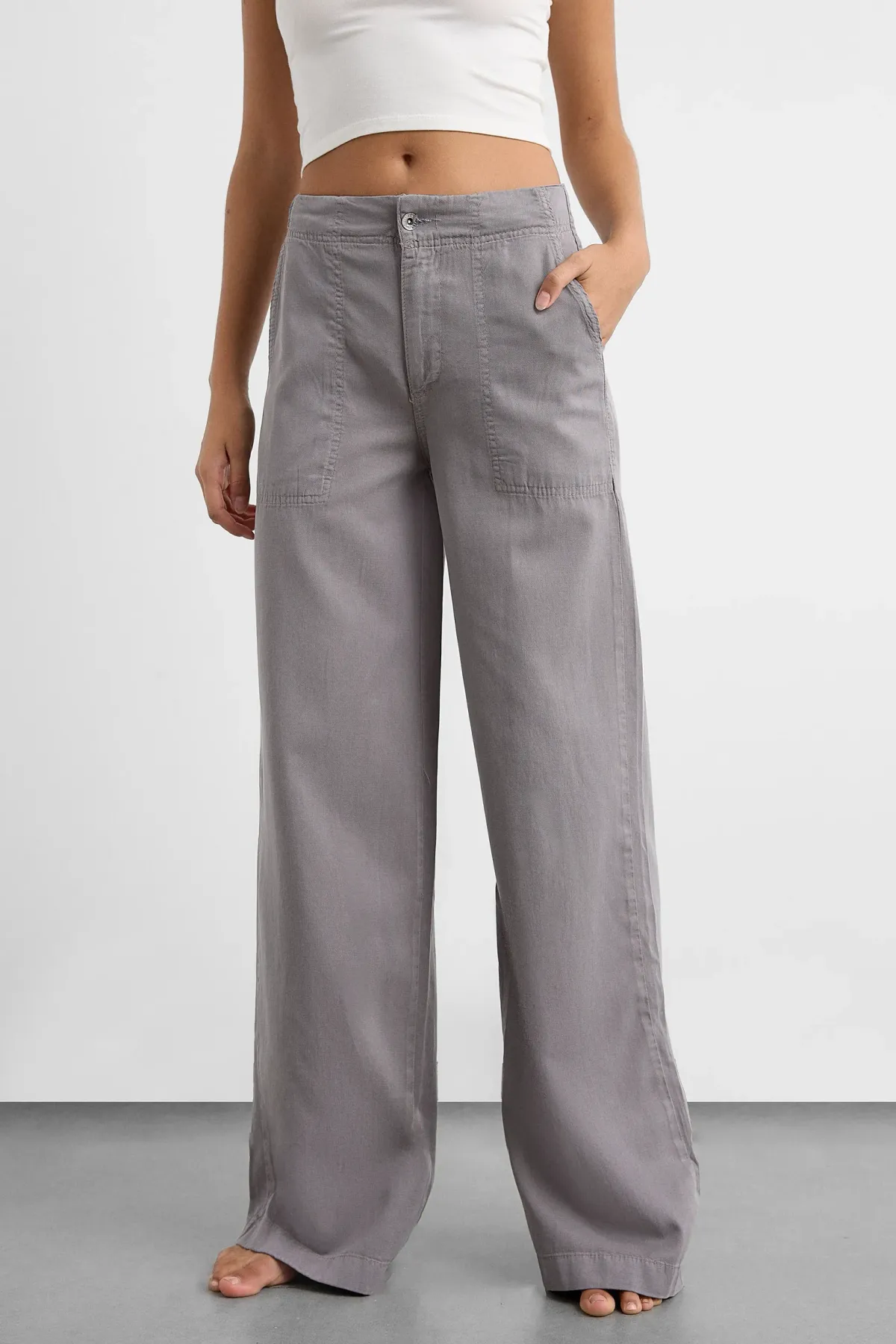 High Waist Wide-Leg Cotton Pants 2