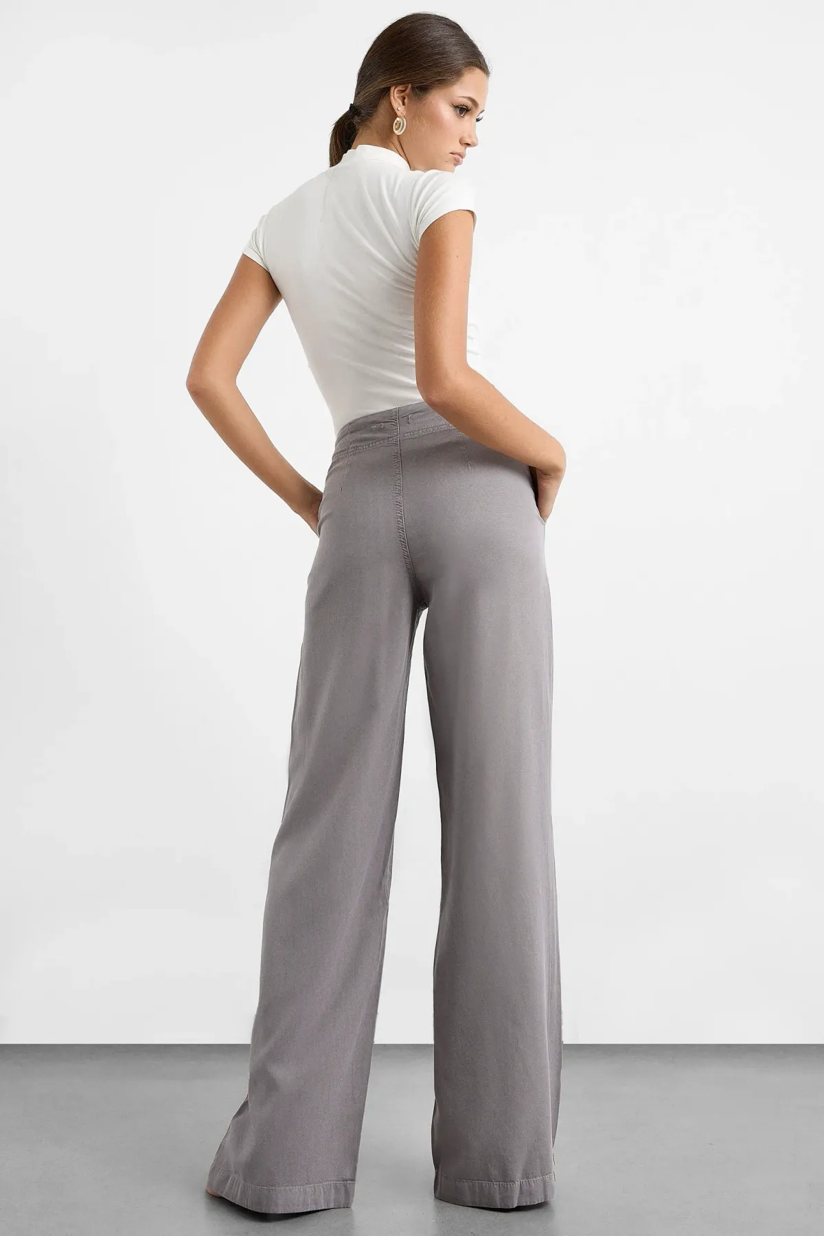 High Waist Wide-Leg Cotton Pants 5