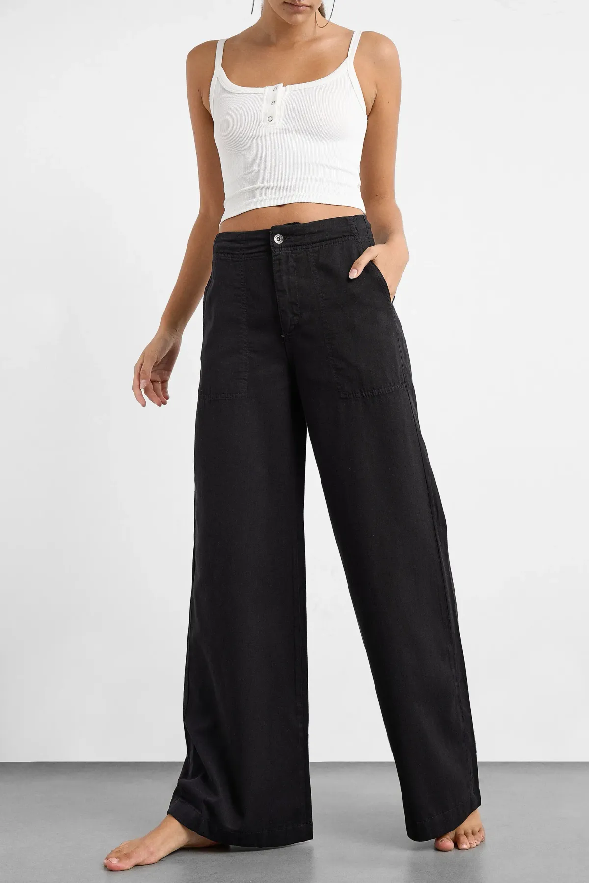 High Waist Wide-Leg Cotton Pants 2