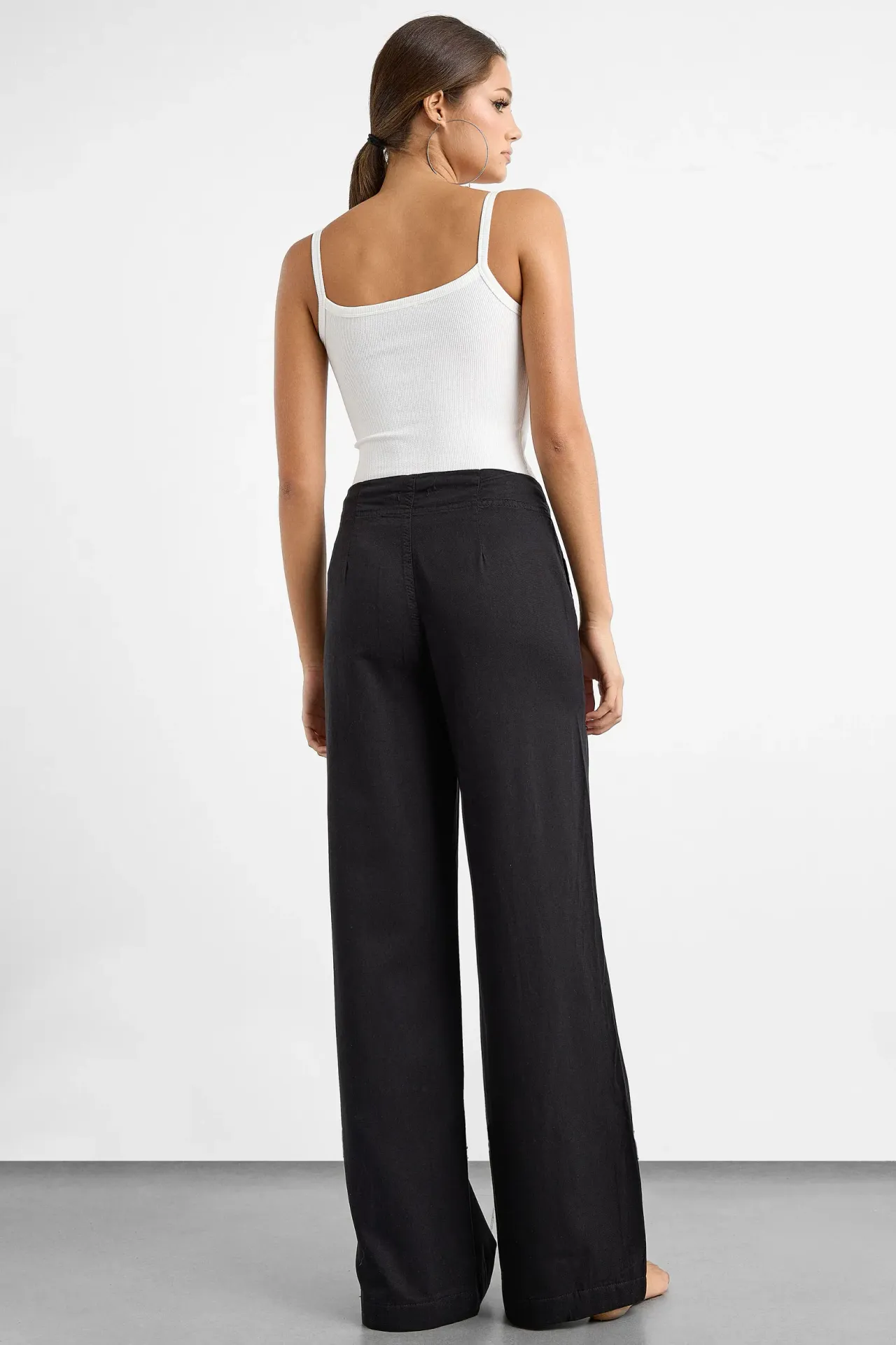 High Waist Wide-Leg Cotton Pants
