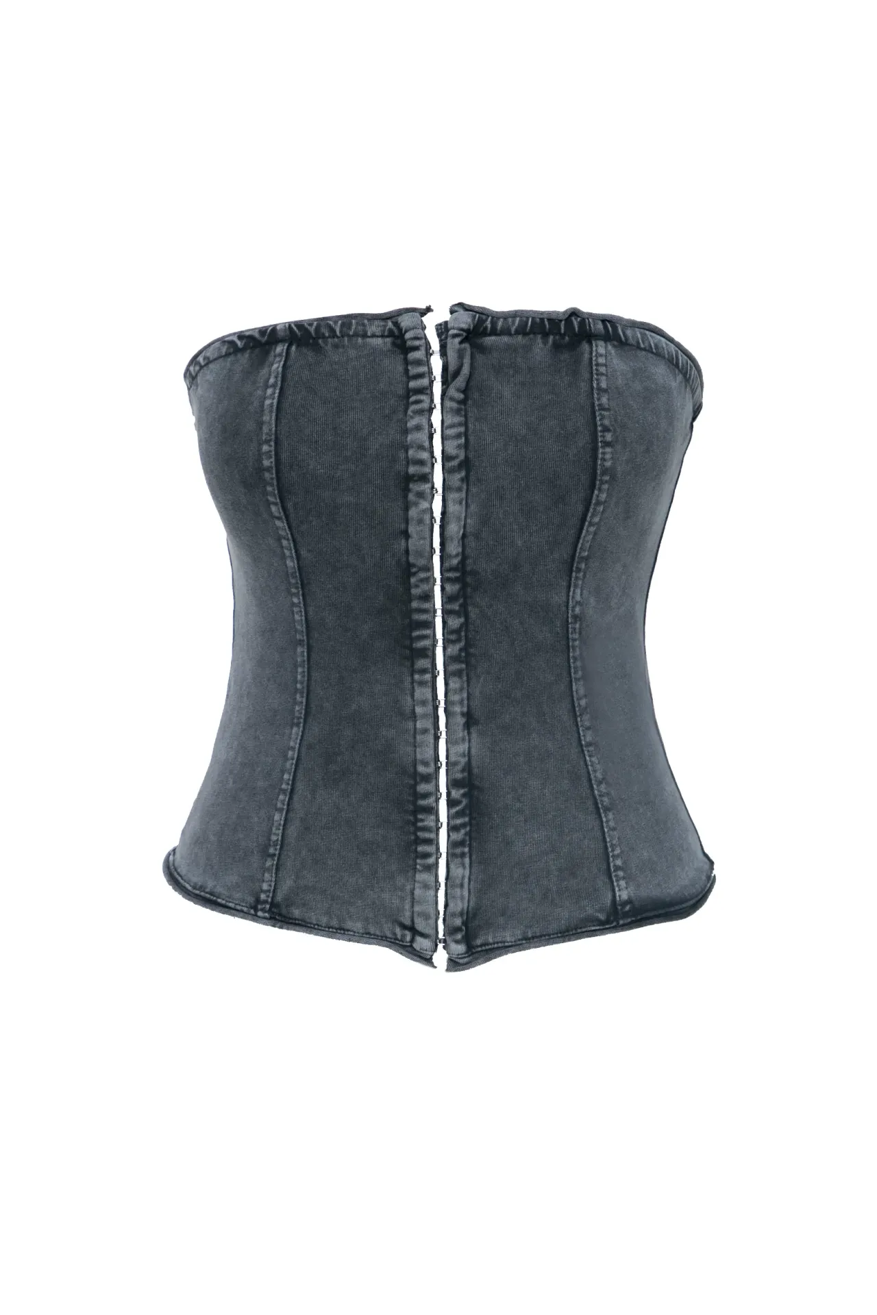 Strapless Corset Tee Top with Hook and Eye Detail