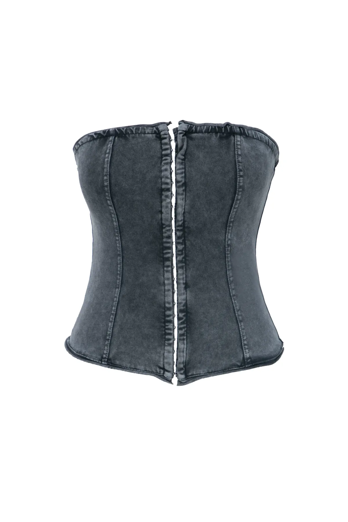 Strapless Corset Tee Top with Hook and Eye Detail 1